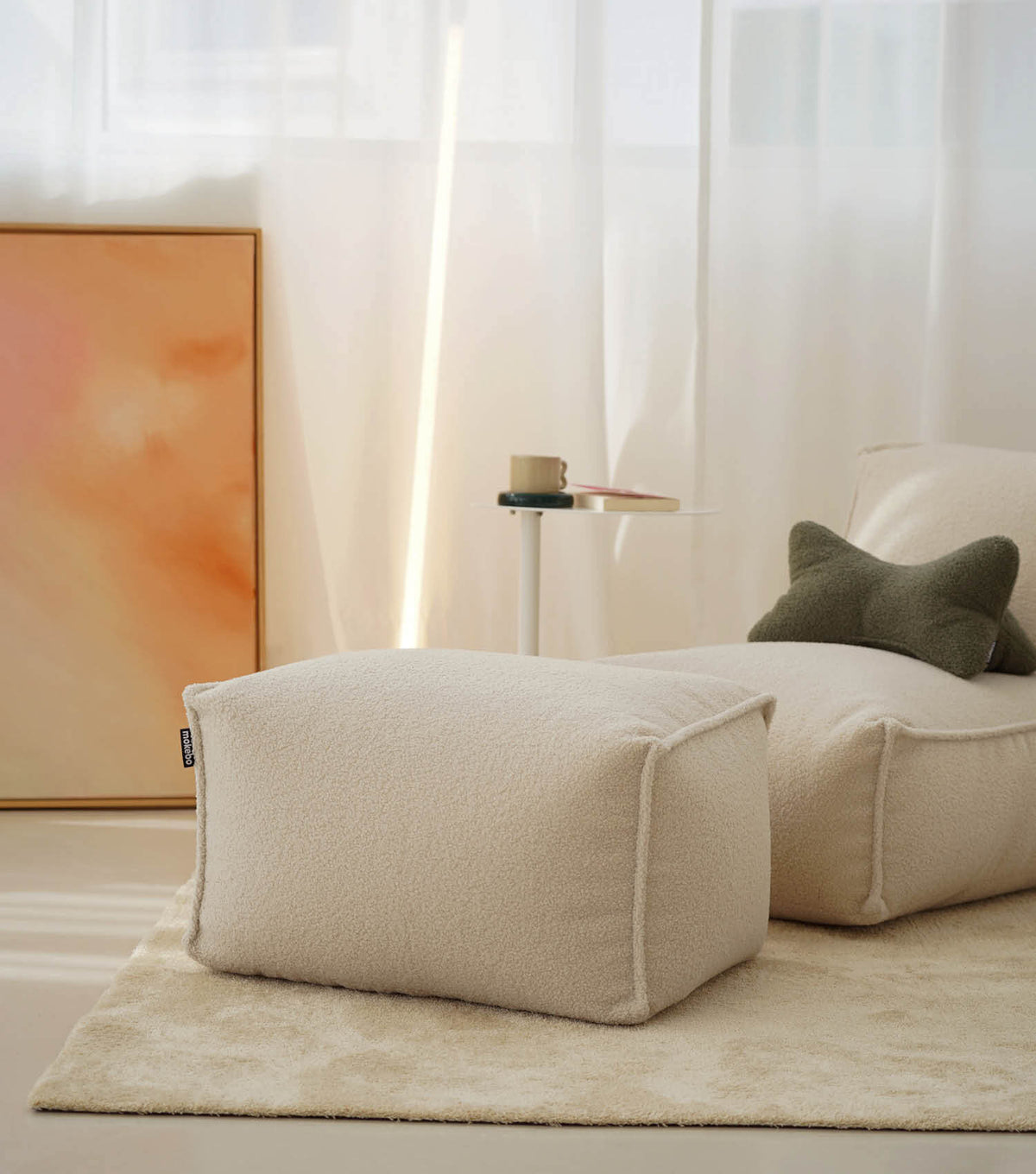 mokebo® 'Block' Pouf Bouclé, pouf, repose-pieds, coussin de sol