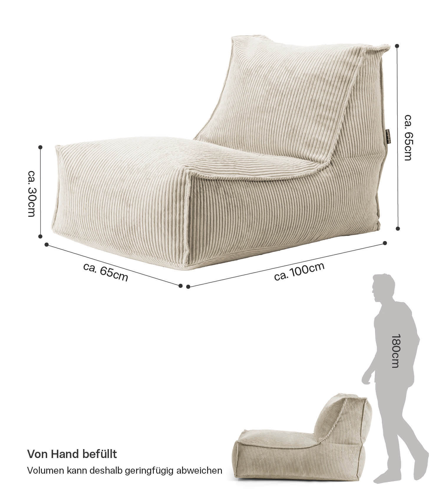 Sitzsack XXL + Pouf für Kinder & Erwachsene mit Füllung 'Der Gelassene'