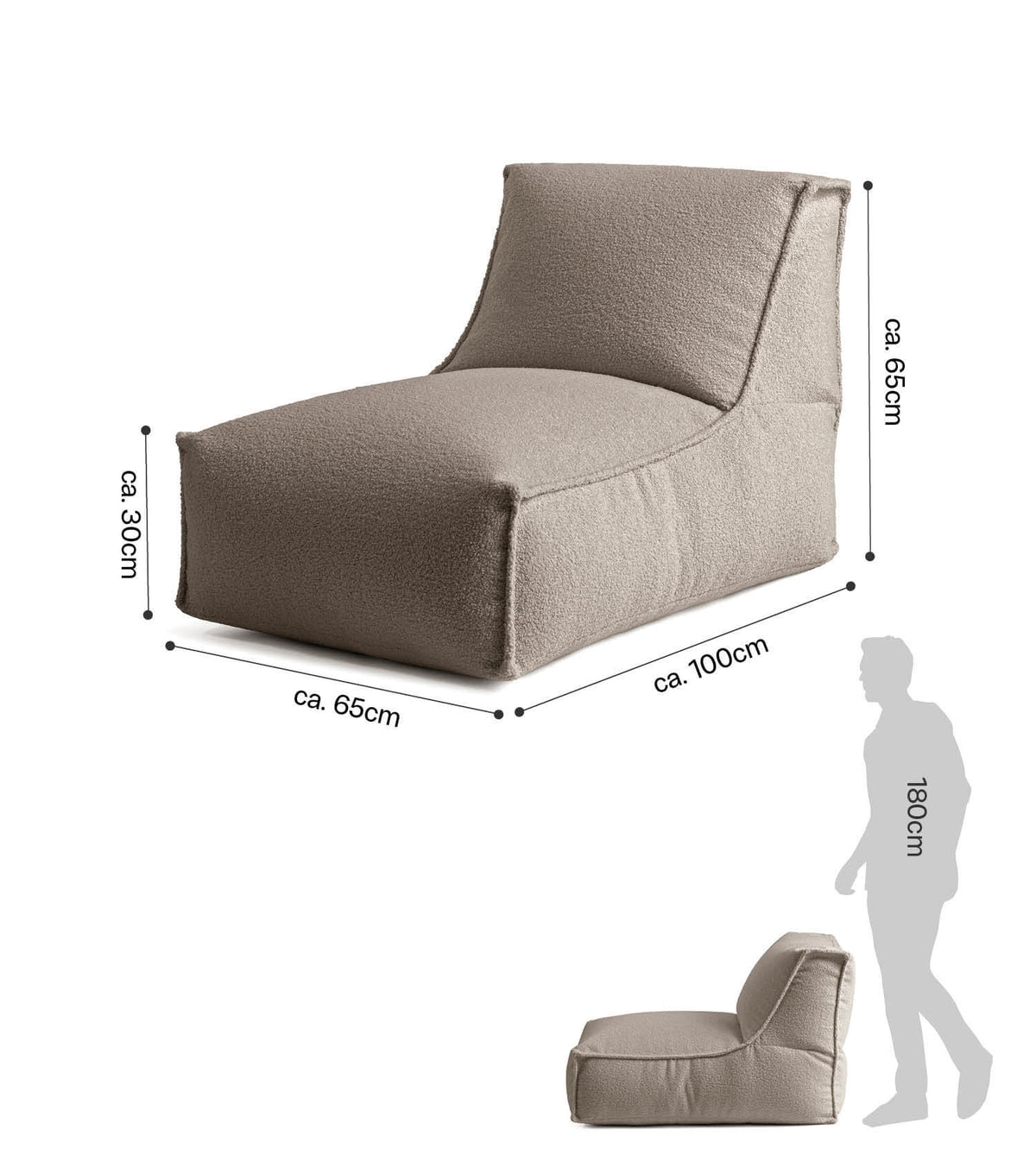 mokebo® 'Doze' Bouclé pouf géant fauteuil relax fauteuil de lecture