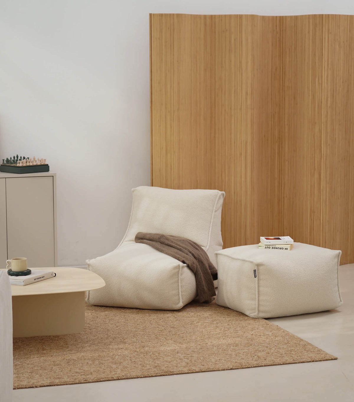 mokebo® 'Doze' Bouclé pouf géant fauteuil relax fauteuil de lecture