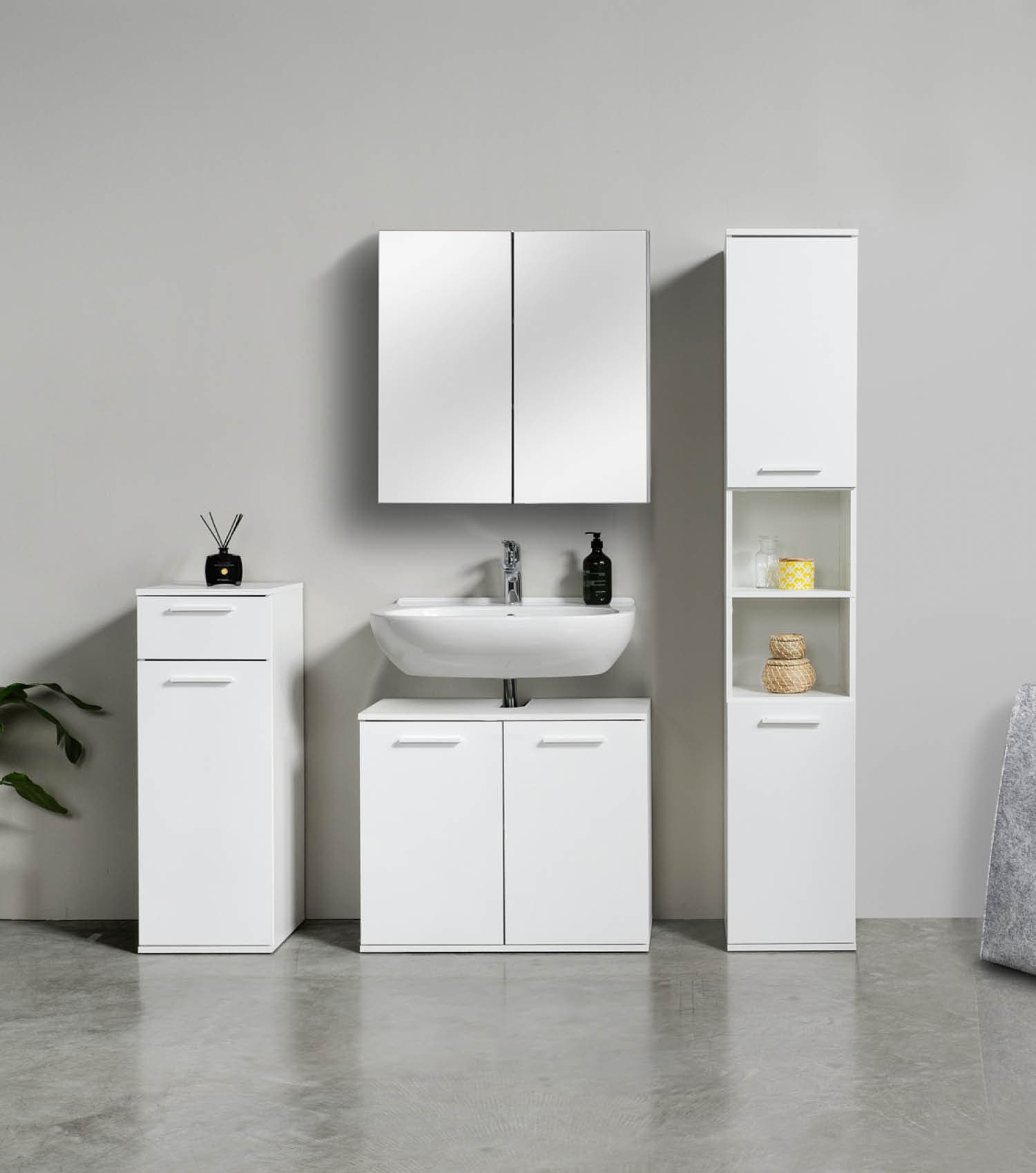 Bad-Hochschrank Badezimmerschrank Badschrank Badezimmerregal Schrank