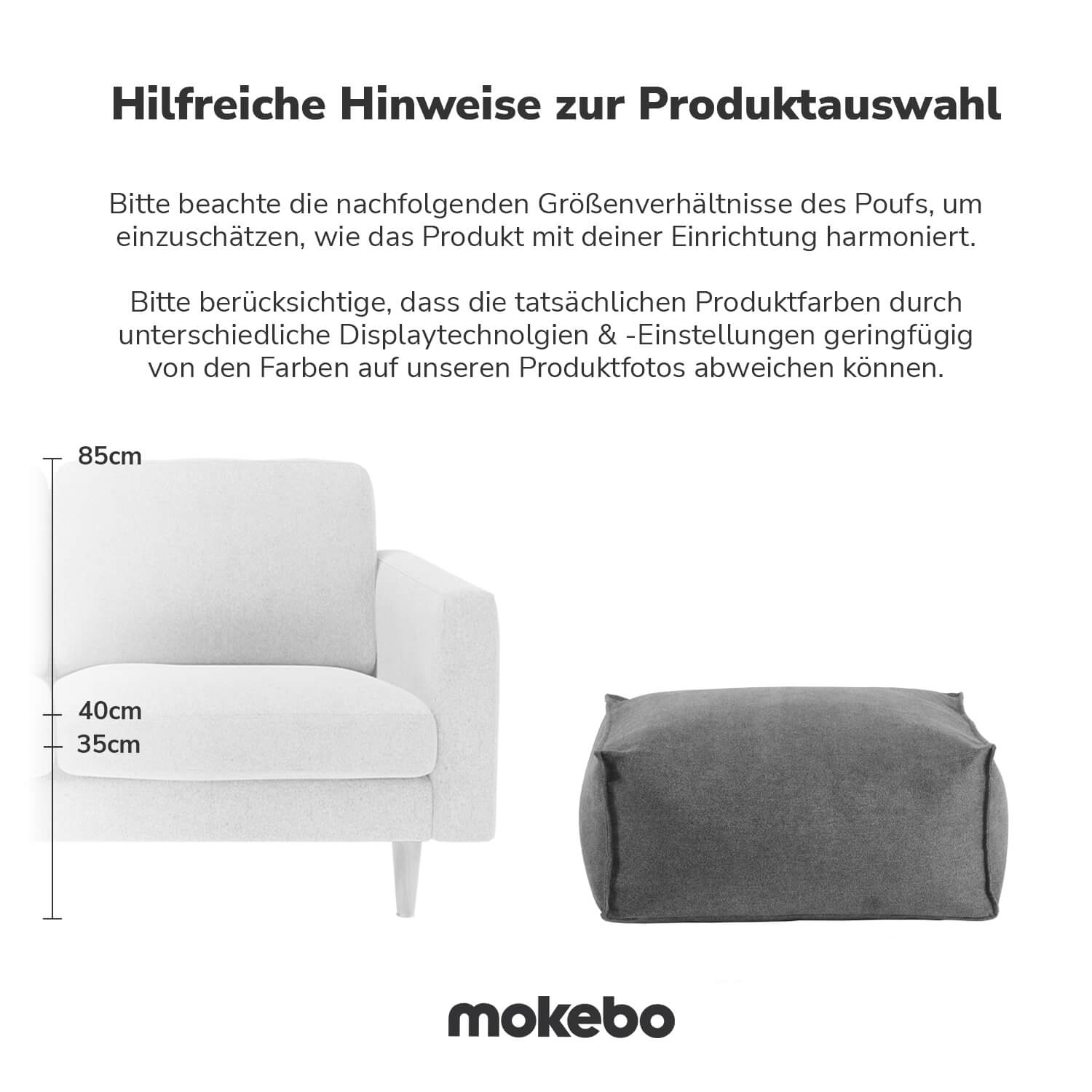 Pouf d'intérieur carré repose-pieds coussin de sol 'Der Ruhestifter' Fußhocker eckig