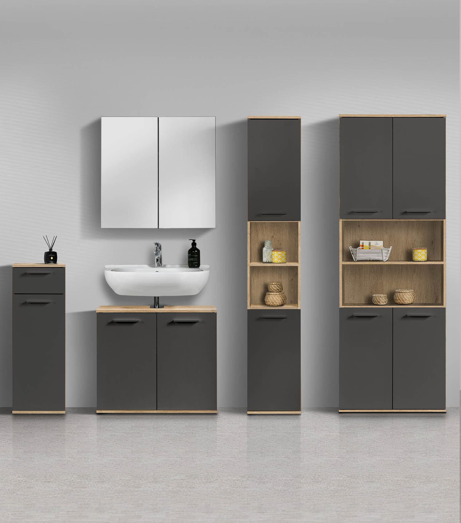 Bad-Hochschrank Badezimmerschrank Badschrank Badezimmerregal Schrank