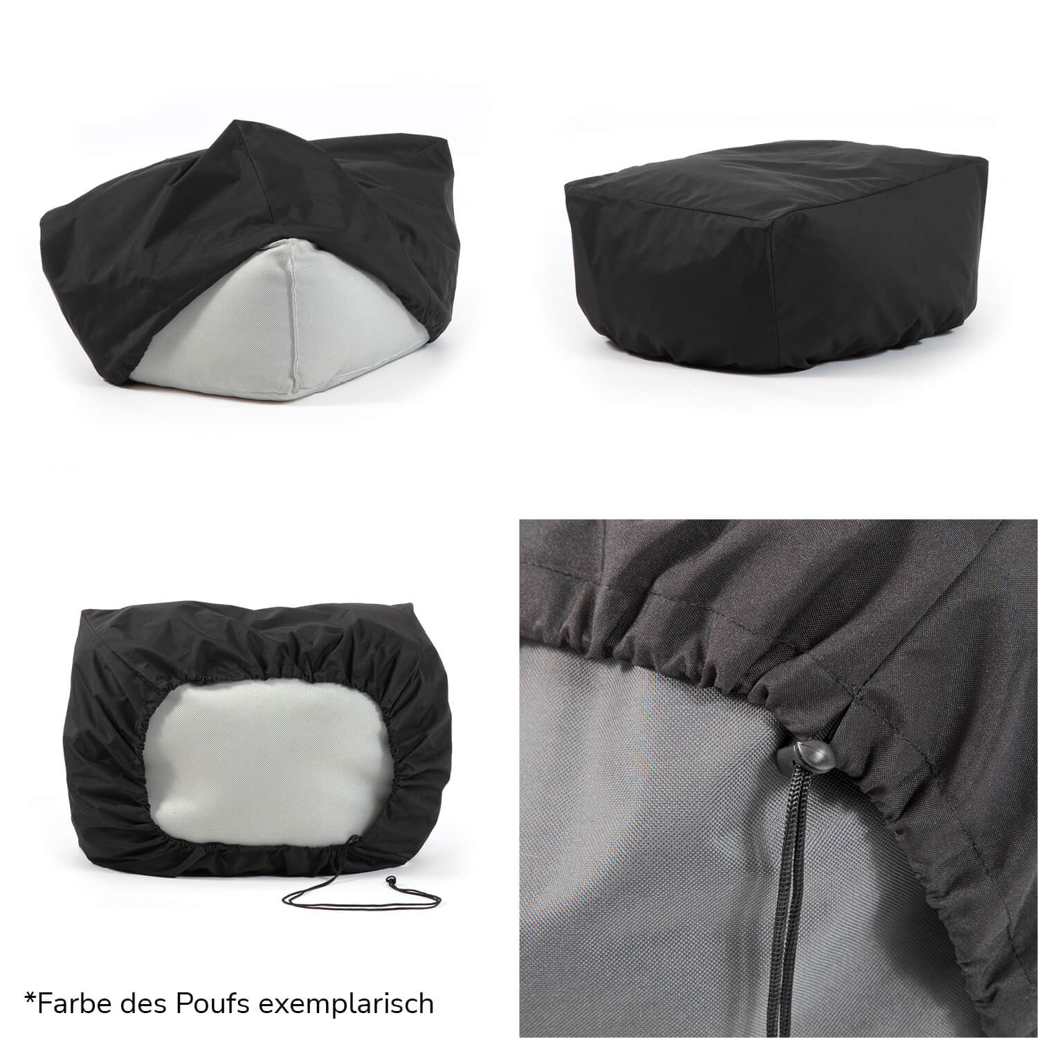 Pouf extérieur tabouret coussin sol repose-pied carré 'Der Ruhepouf'