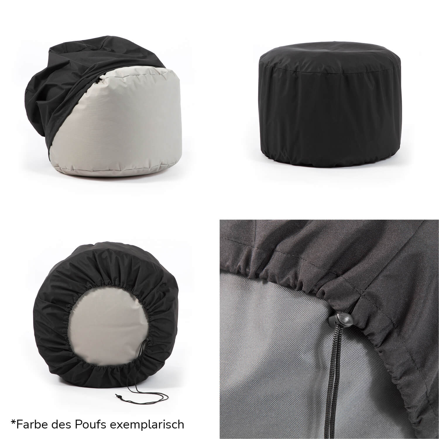 Pouf extérieur gris perle pouf de sol pouf assise 'Der Ruhepouf' repose-pieds rond