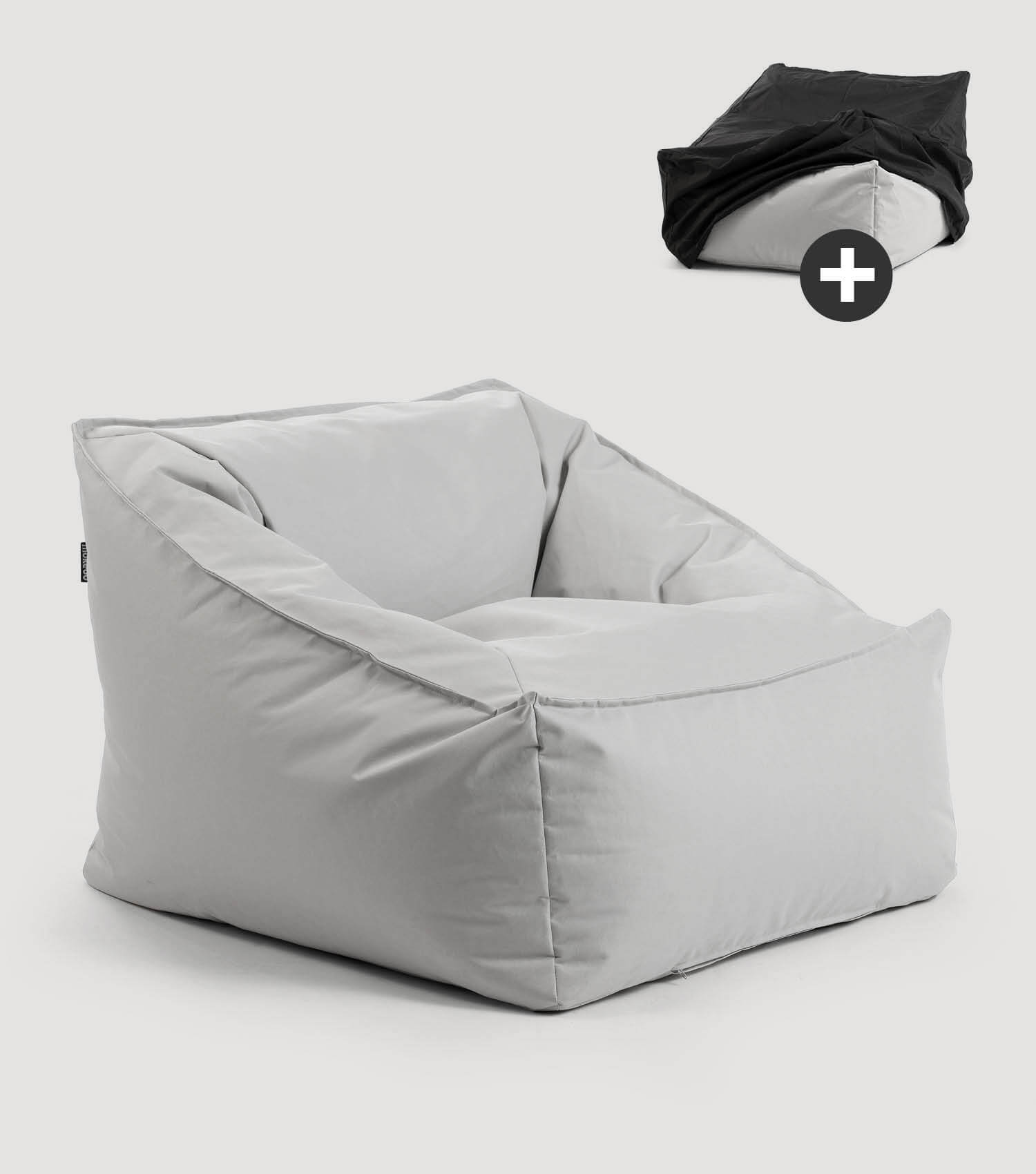 Pouf de sol bean bag gris pour relaxation
