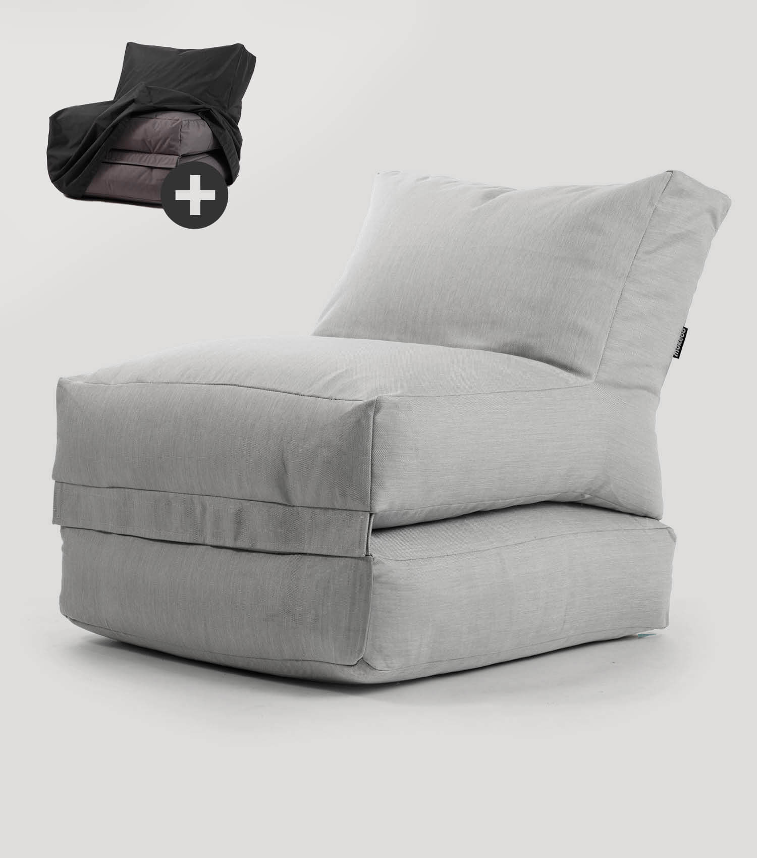 Pouf de sol relaxant gris avec rembourrage bean bag
