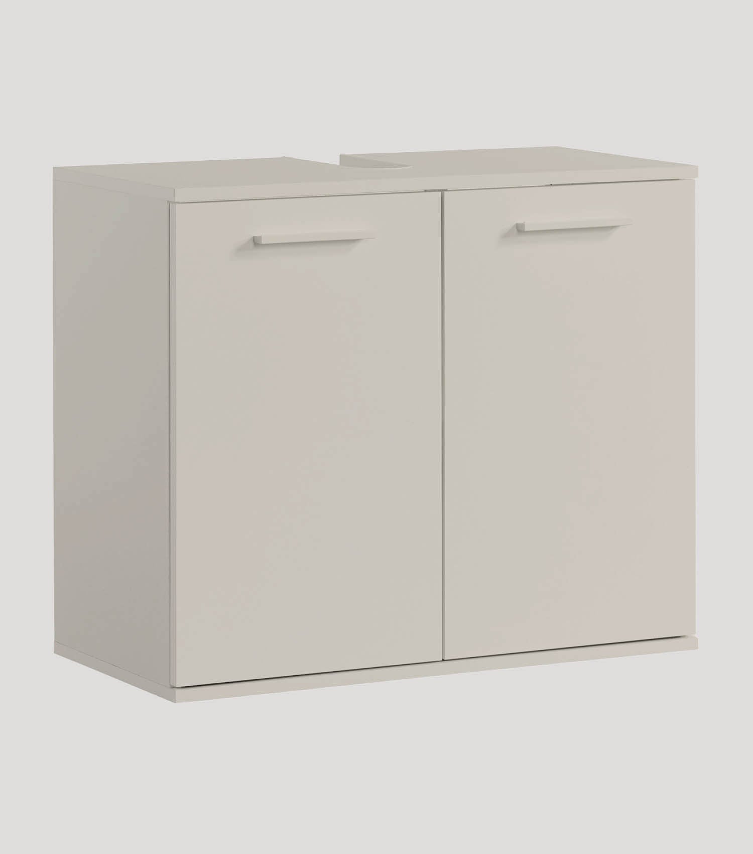 Meuble sous-lavabo blanc avec portes et tiroirs, style moderne minimaliste