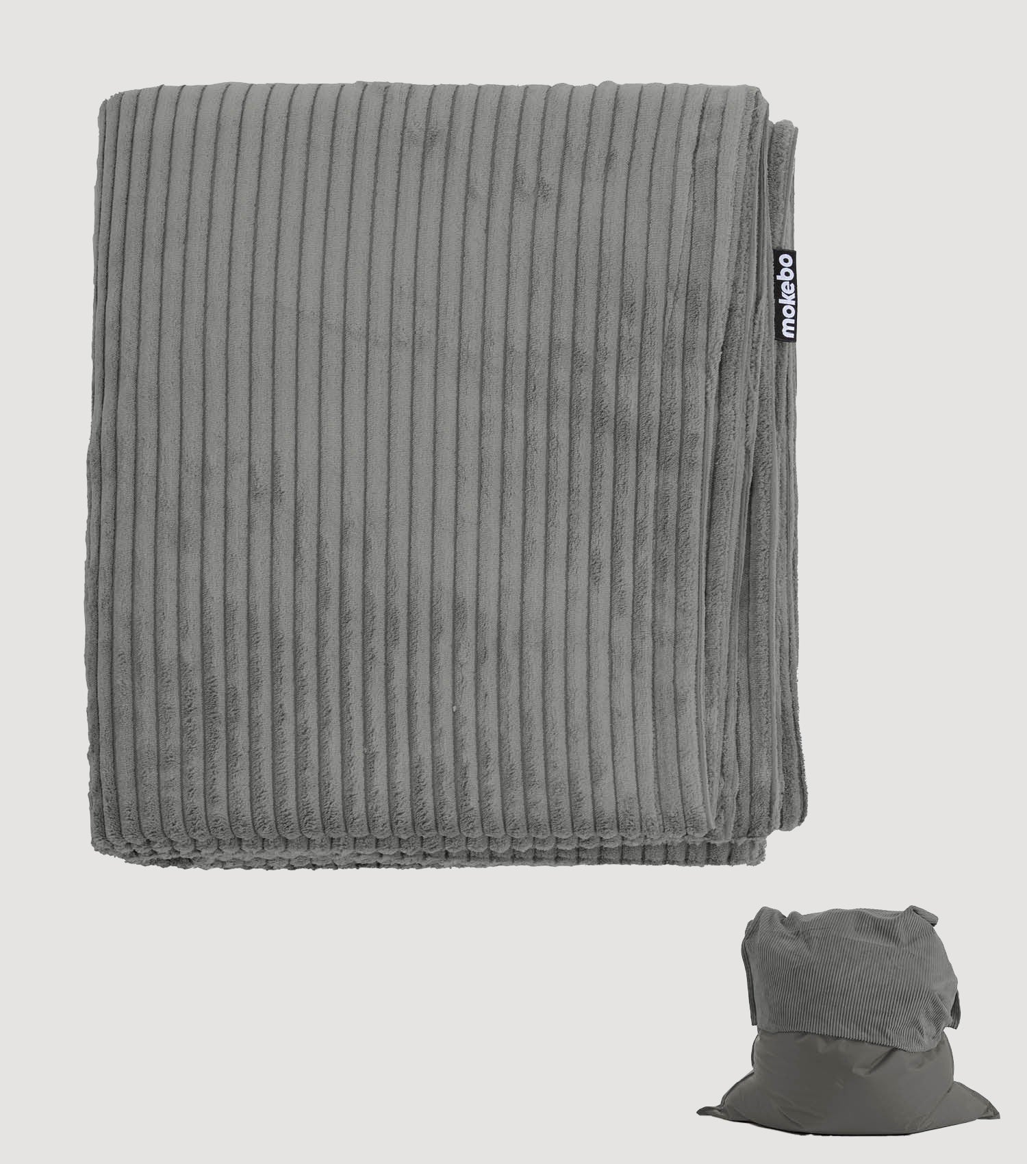 Housse pour pouf bean bag en tissu côtelé, couleur anthracite