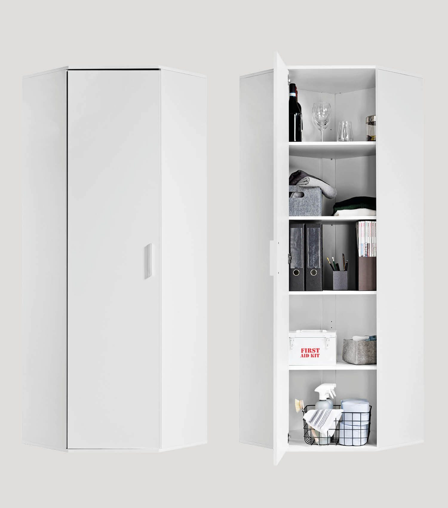 Armoire d'angle 'Der Lange' aussi utilisable en meuble polyvalent ou classeur