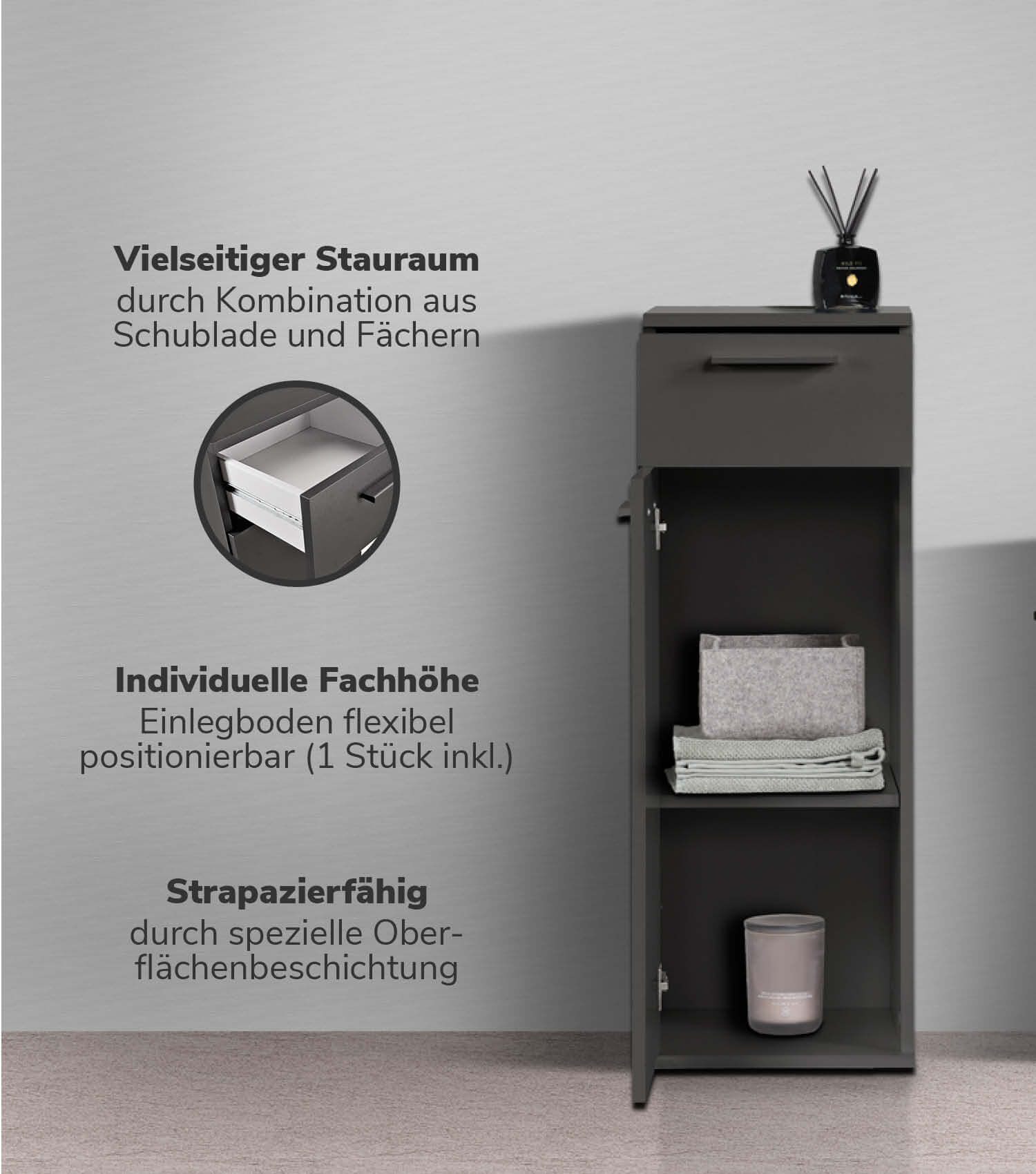 Armoire de salle de bain, meuble de rangement, étagère de salle de bain