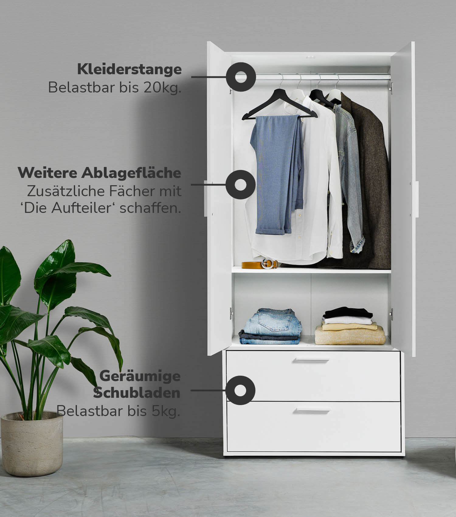 Armoire pour enfants avec portes blanches