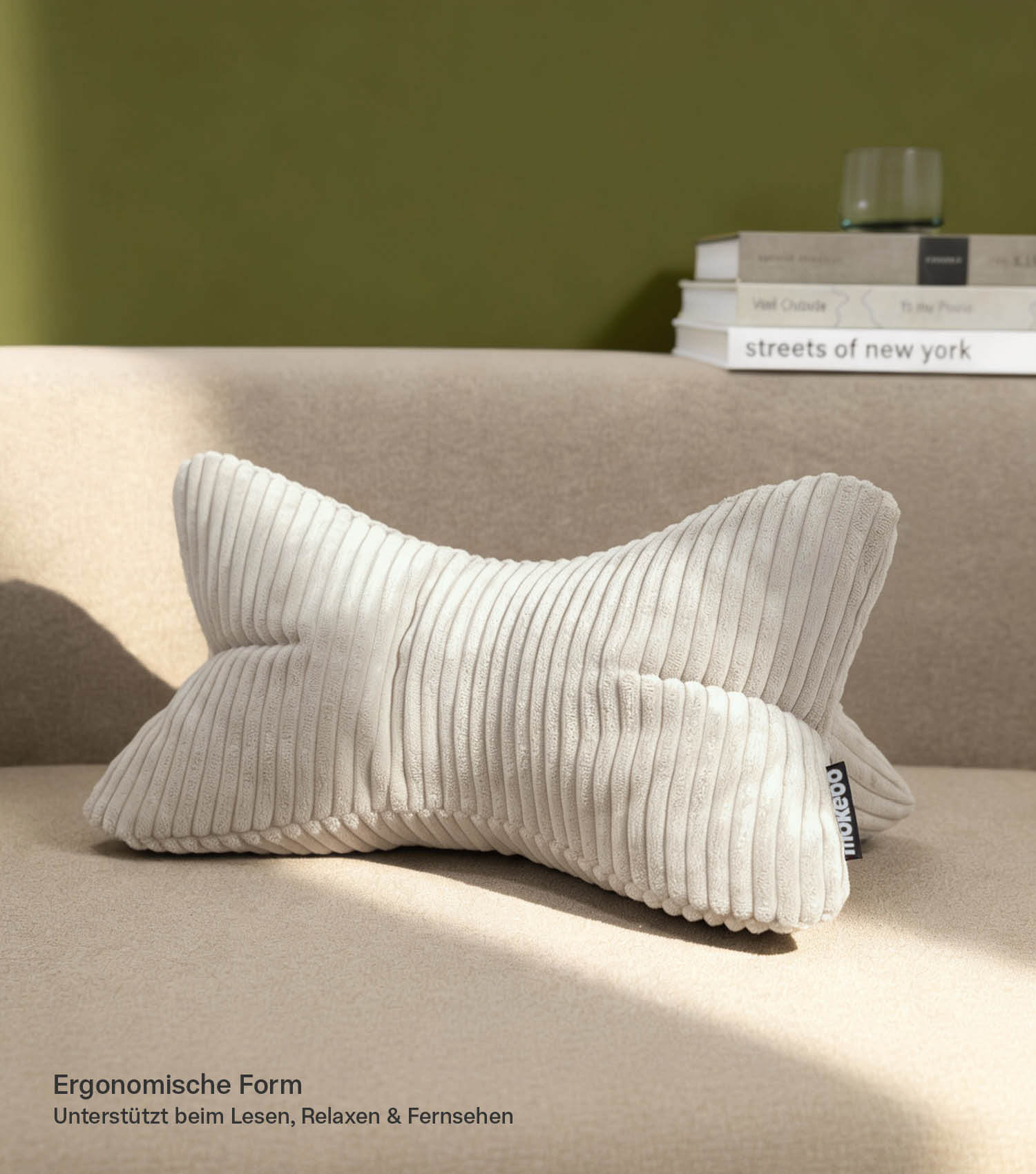 Coussin de lecture en forme d'os, coussin de soutien pour le dos et la nuque, repose-livre