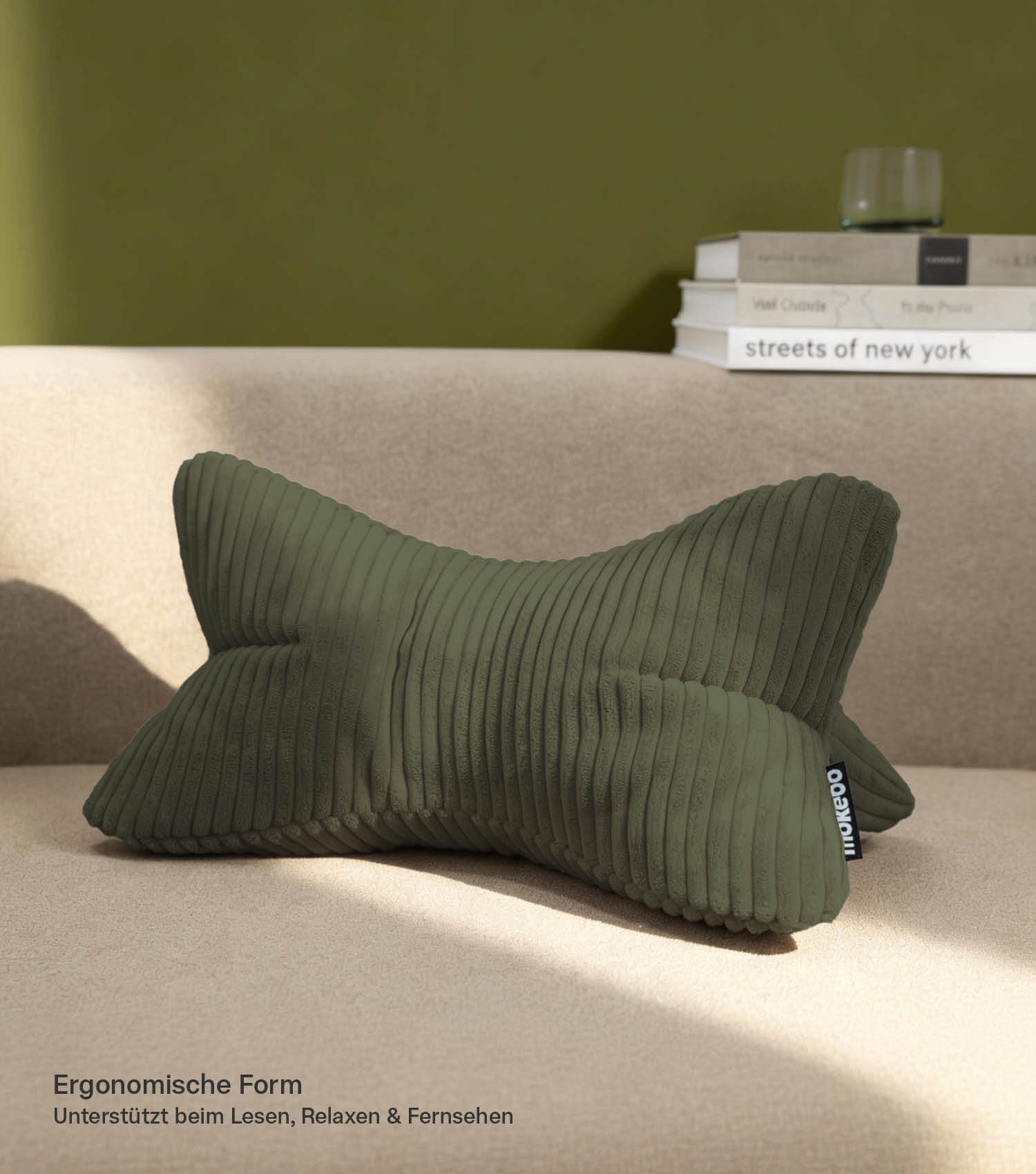 Coussin de lecture avec support dorsal, couleur olive - sku_PI7Poso-046oliv