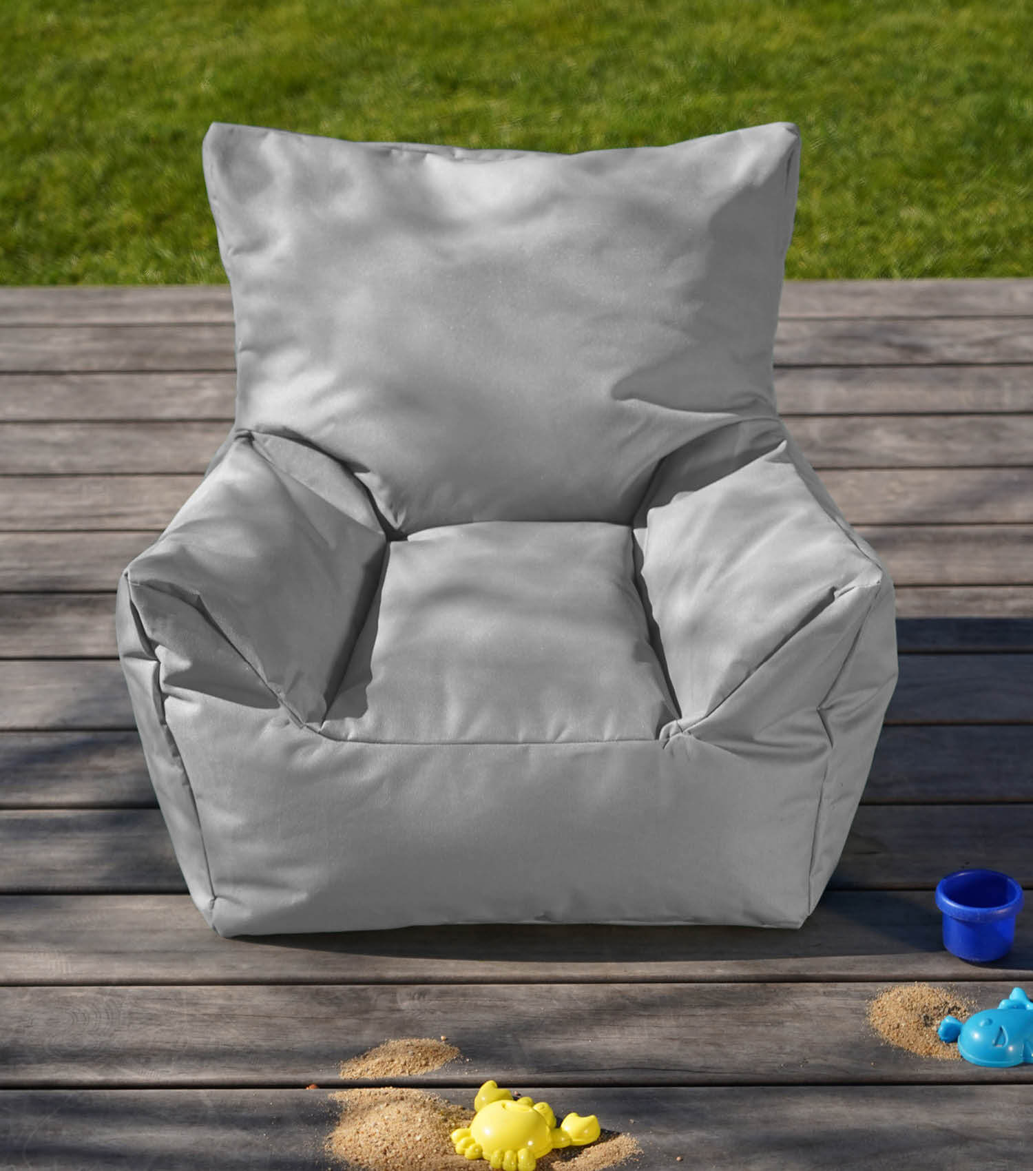 Pouf enfant en velours côtelé gris, fauteuil de lecture pour enfant, coussin de sol, poire enfant, poire d'extérieur