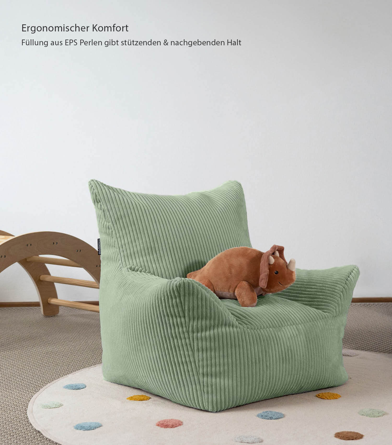 Fauteuil poire enfant en velours côtelé, coussin de sol pour enfant, pouf de lecture