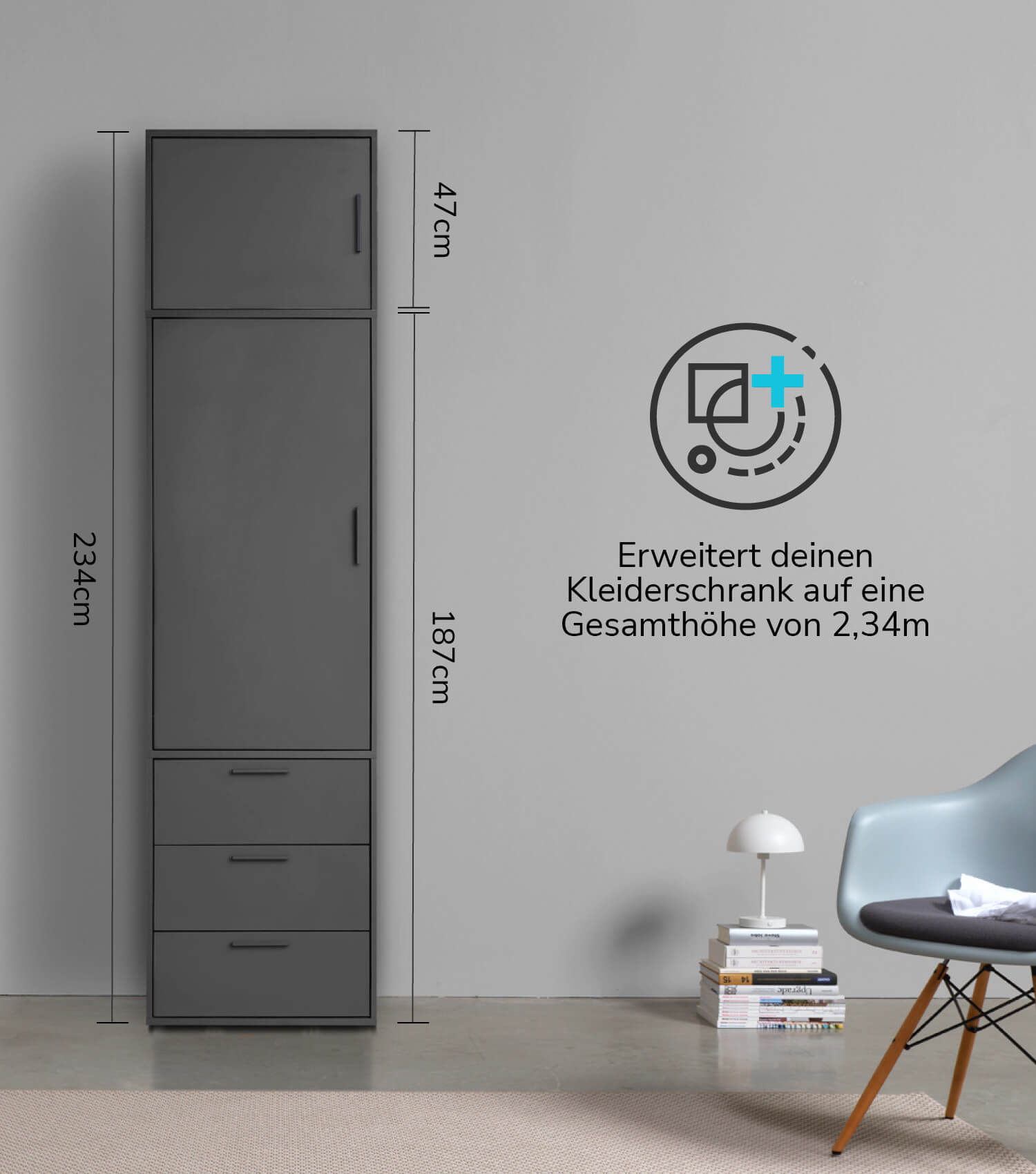 Armoire haute pour penderie, module de rangement pour armoire, armoire surélevée, étagère surélevée