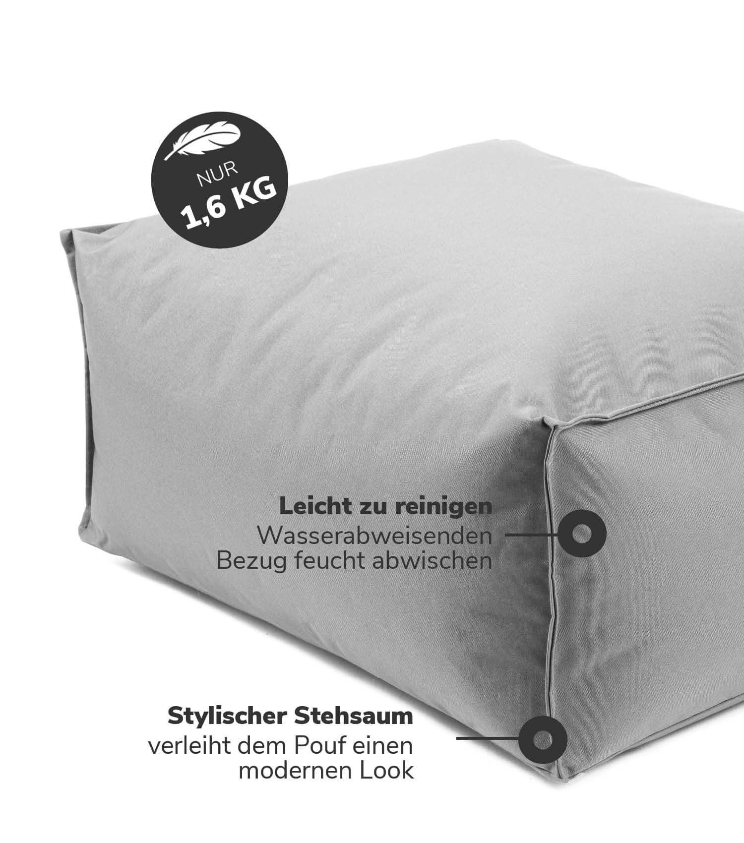 Pouf extérieur gris pour asseoir ou reposer les pieds 'Der Ruhepouf'