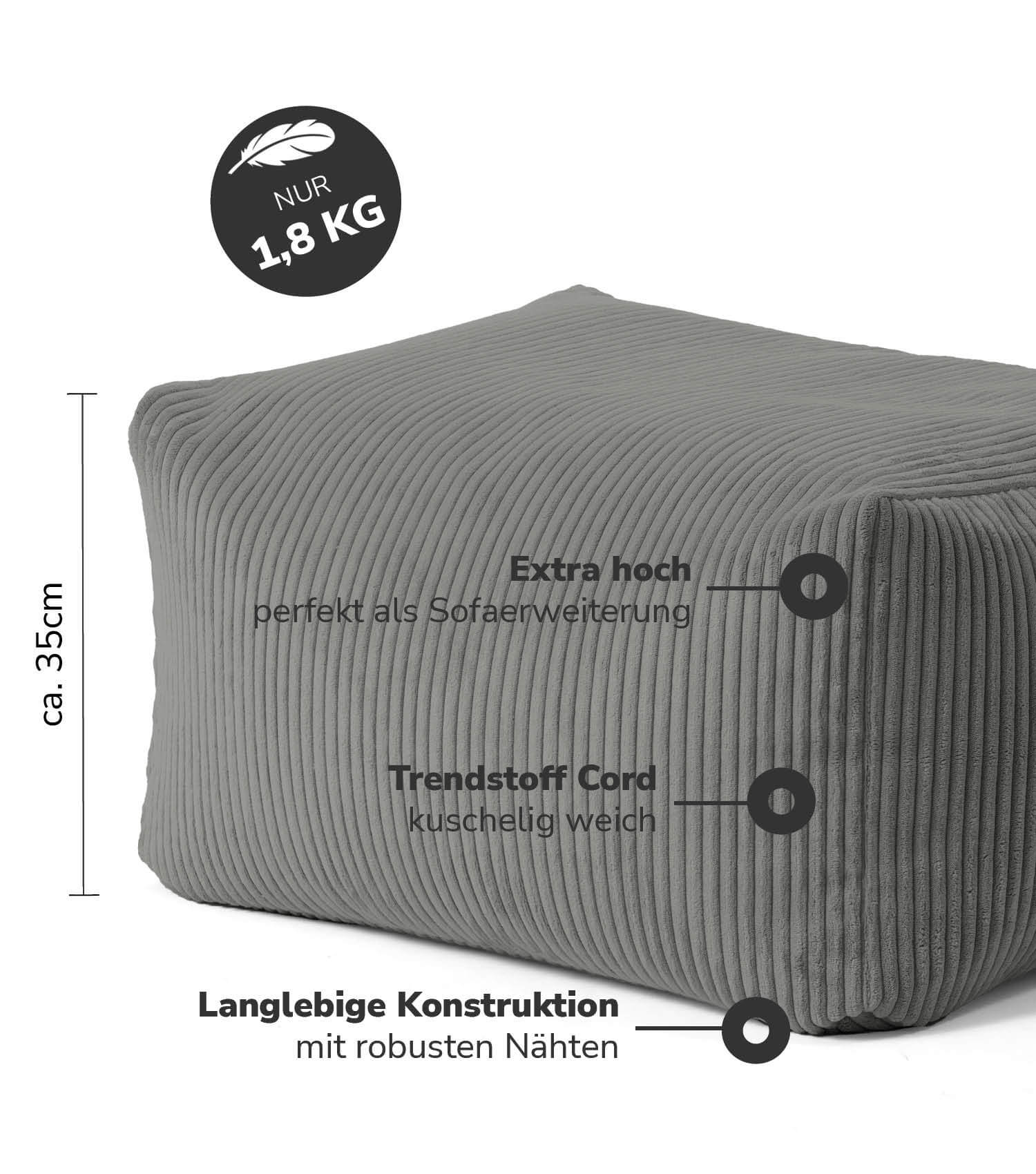 Pouf d'intérieur tabouret coussin de sol 'Der Ruhestifter' repose-pieds carré
