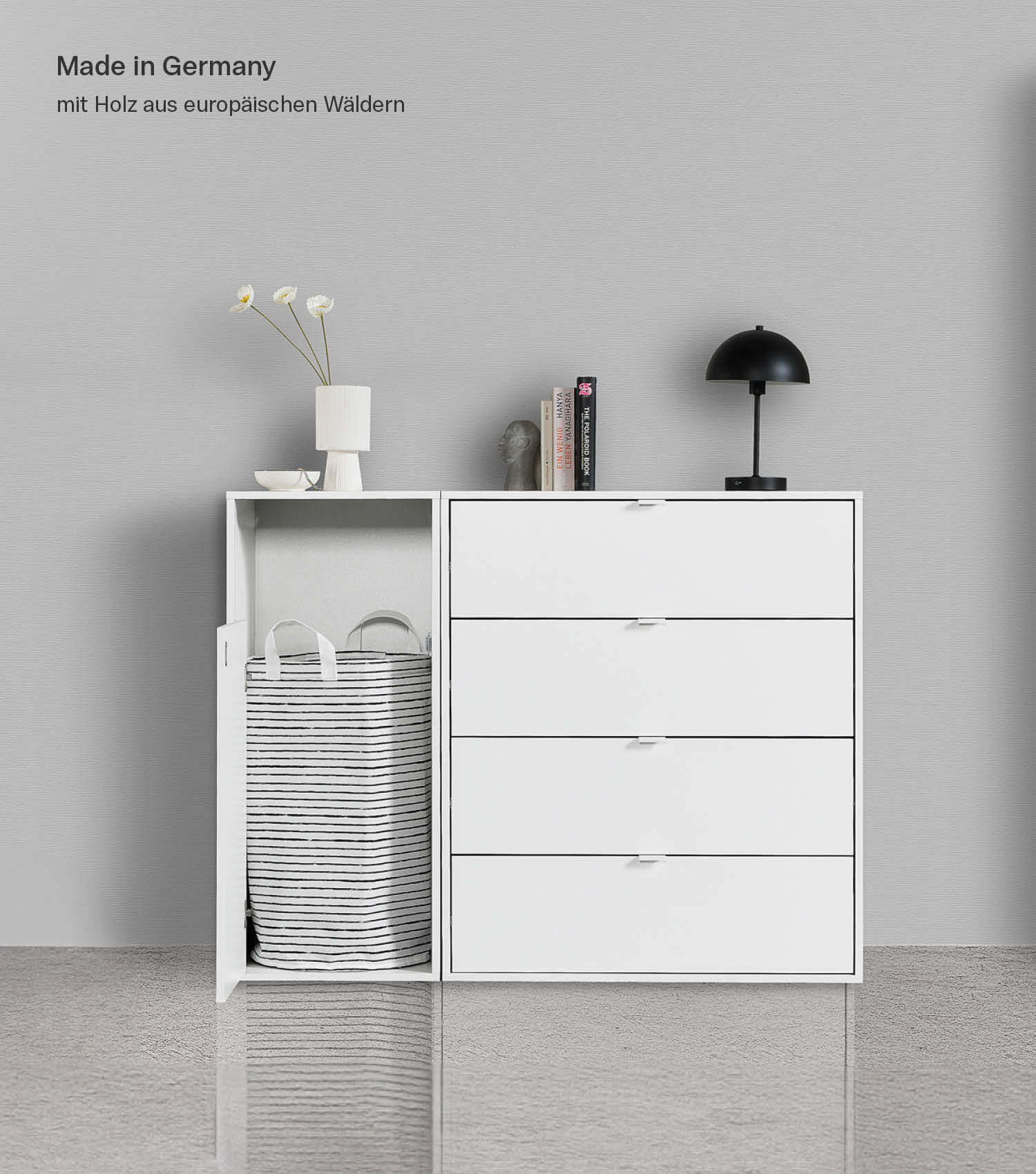 Meuble à linge en bois avec séparateur de linge et panier à linge, sku WS1.1-alpw