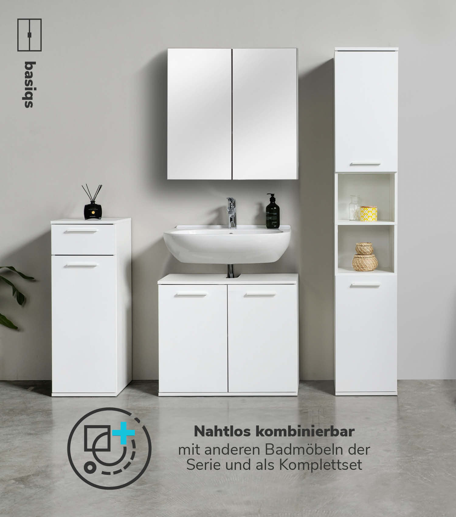 Armoire de salle de bain avec miroir, meuble suspendu mural