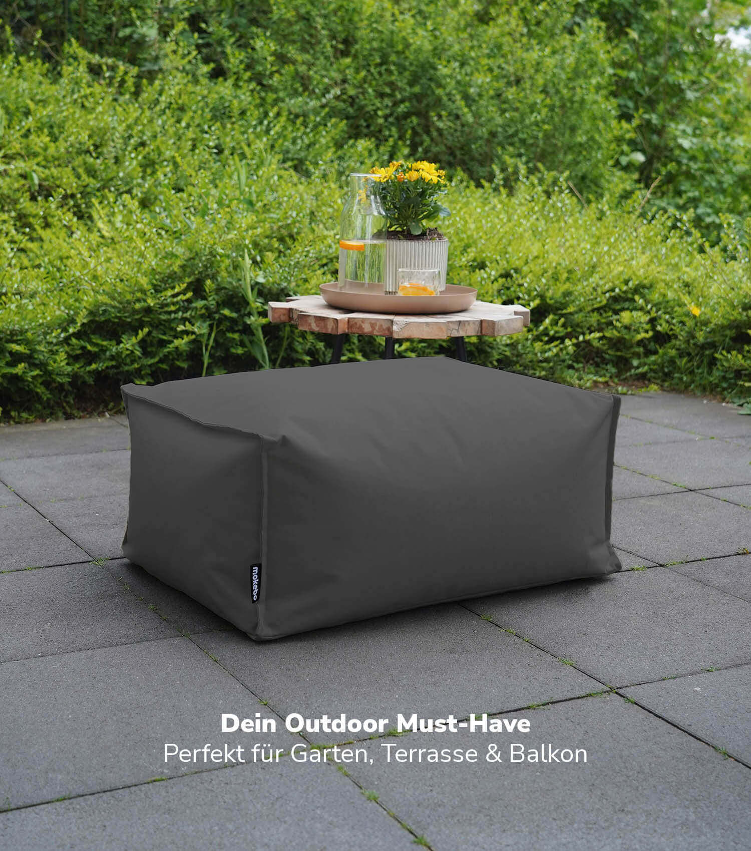 Pouf d'extérieur repose-pieds coussin de sol 'Der Ruhepouf' tabouret carré