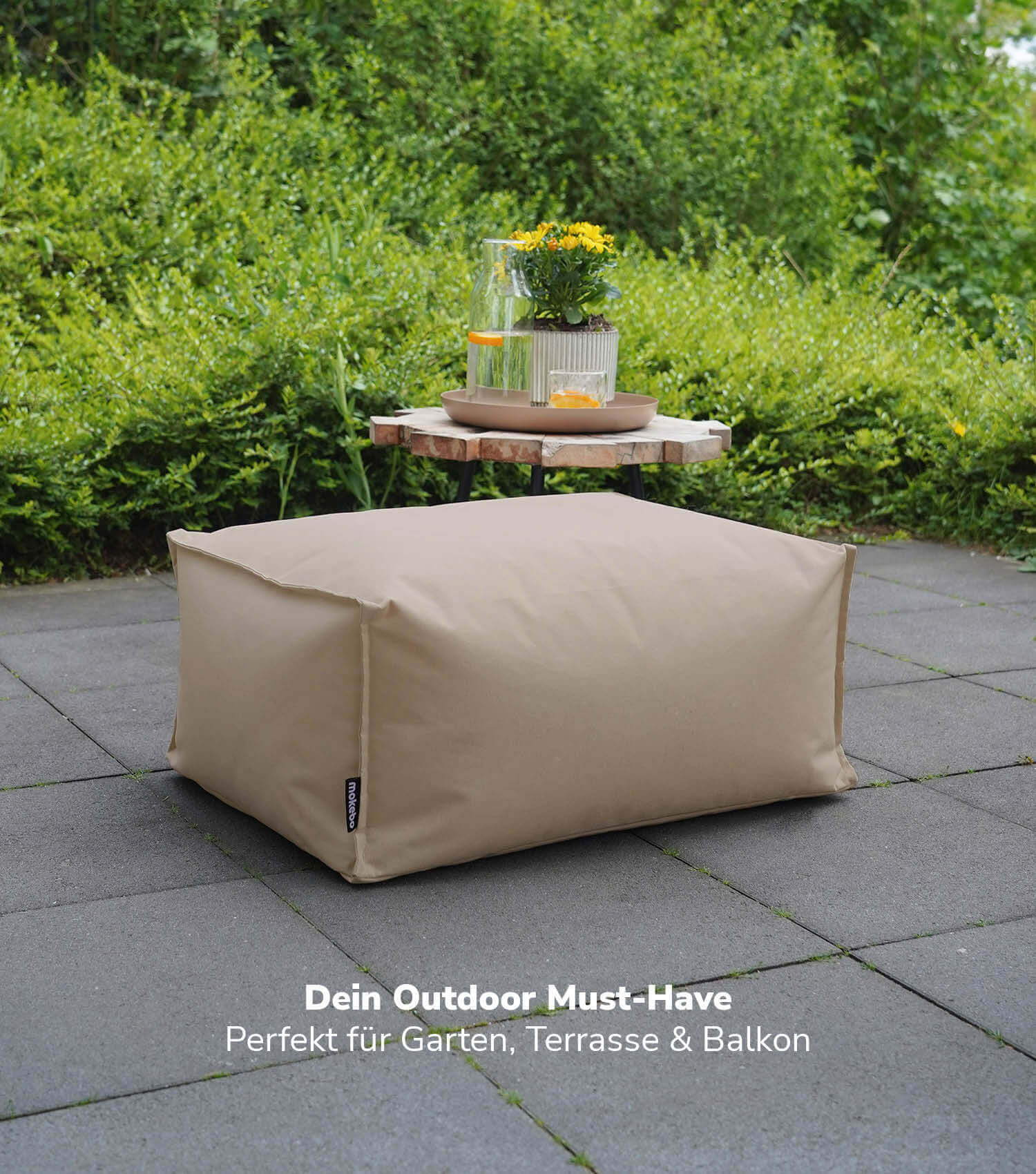 Pouf d'extérieur carré repose-pieds coussin de sol 'Der Ruhepouf' repose-pieds carré