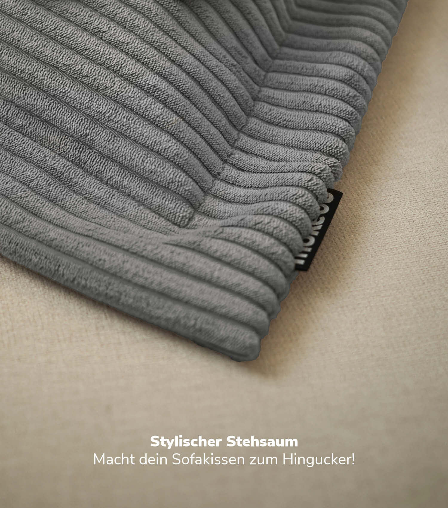 Coussin de canapé décoratif en velours côtelé, coloris anthracite