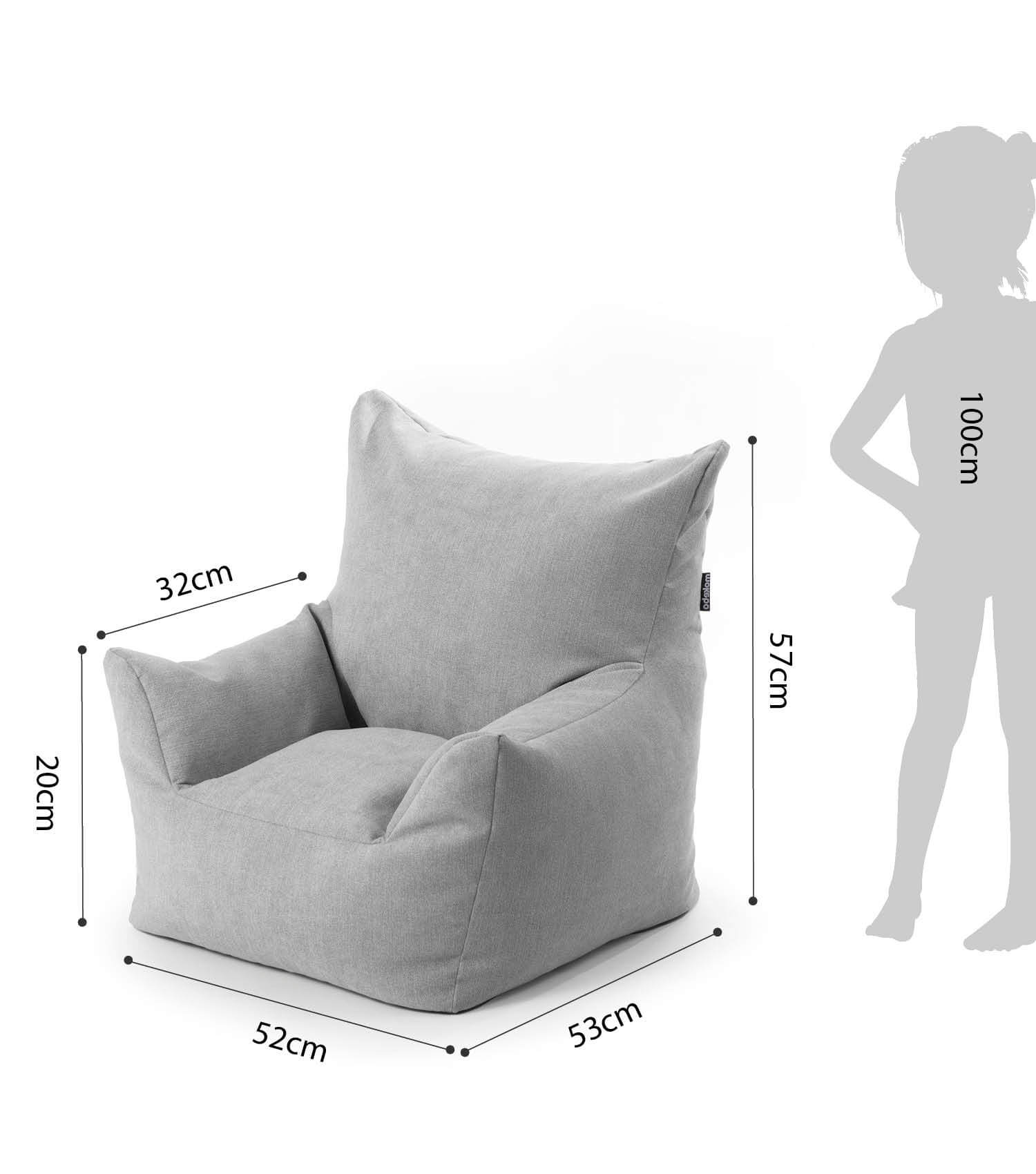 Sac à billes enfant en velours côtelé gris, pouf de lecture pour enfant