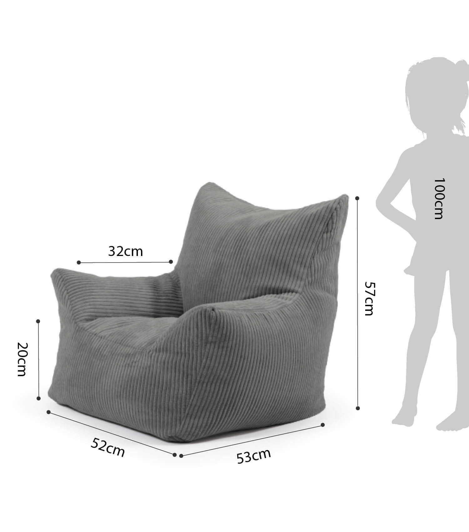 Fauteuil pour enfant en velours côtelé, pouf de sol pour la lecture