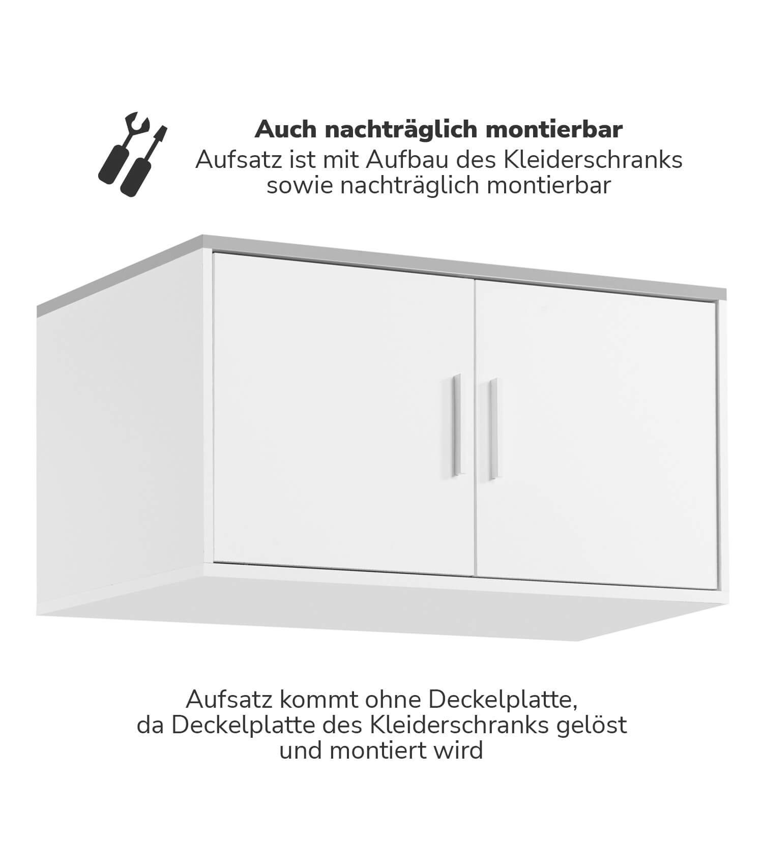 Dessus d'armoire blanc avec 2 portes pour rangement supplémentaire