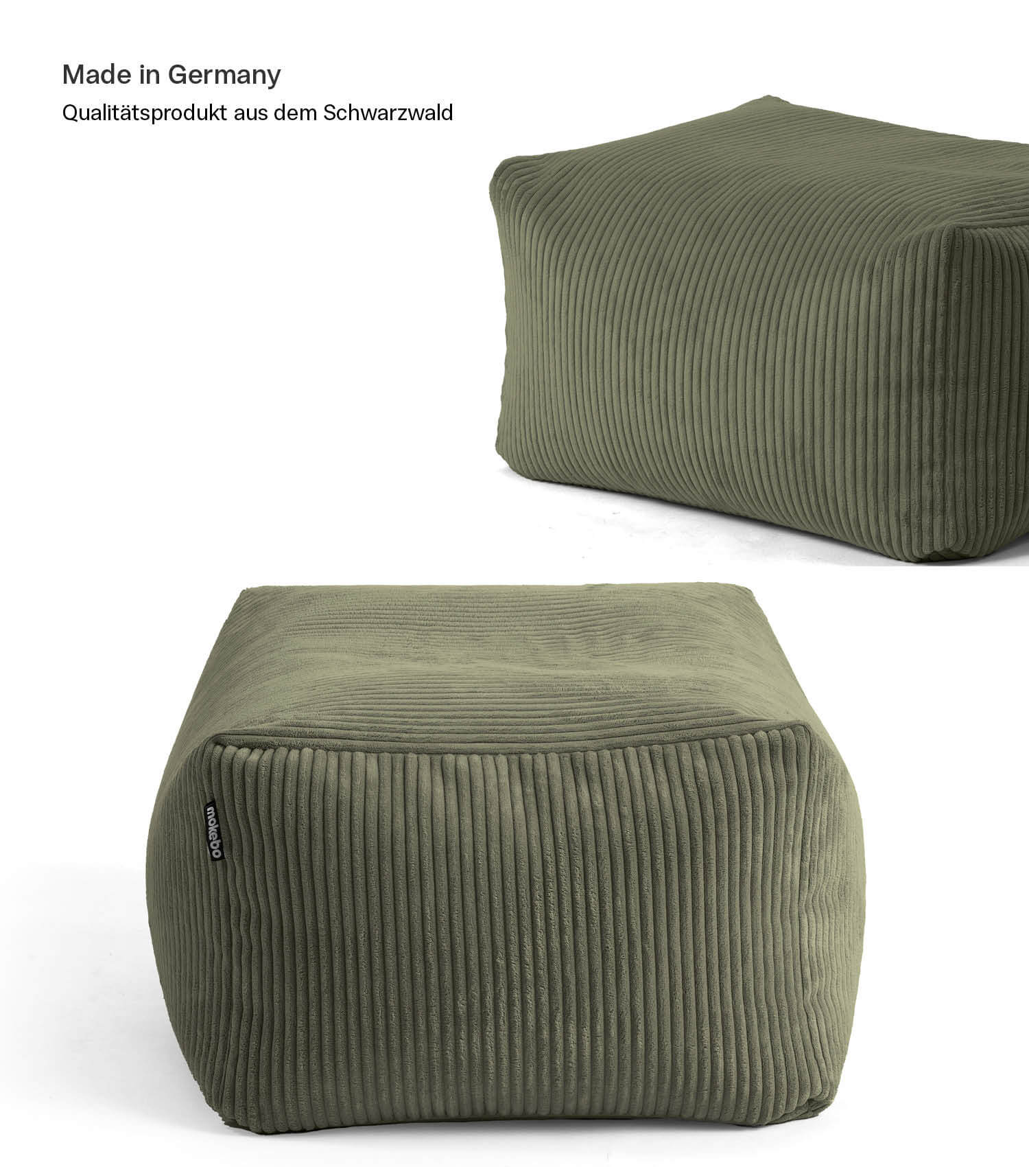 Pouf d'intérieur repose-pieds carré en 'Der Ruhestifter'