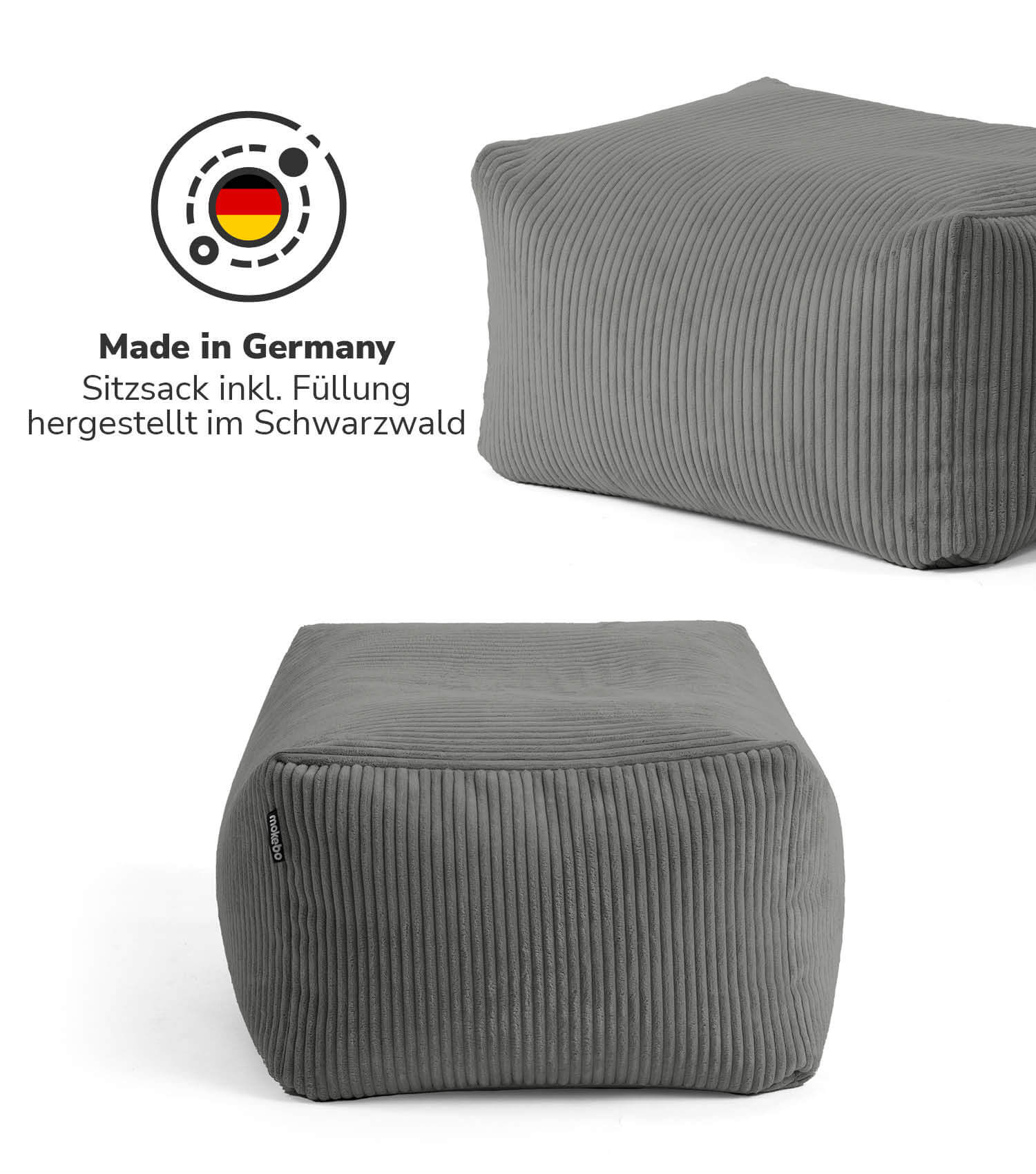 Pouf d'intérieur tabouret coussin de sol 'Der Ruhestifter' repose-pieds carré