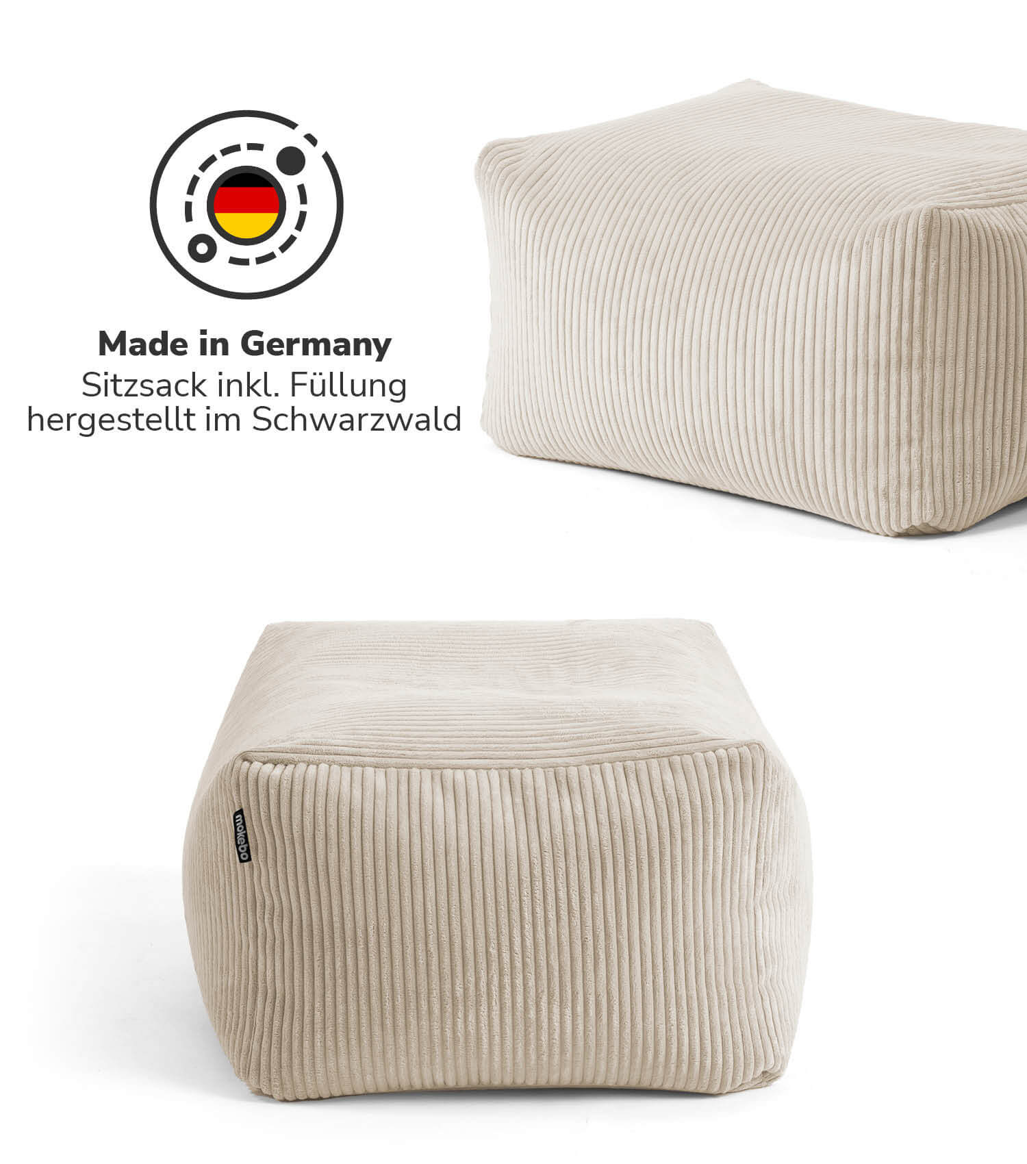 Pouf d'intérieur tabouret de sol coussin 'Der Ruhestifter' repose-pieds carré