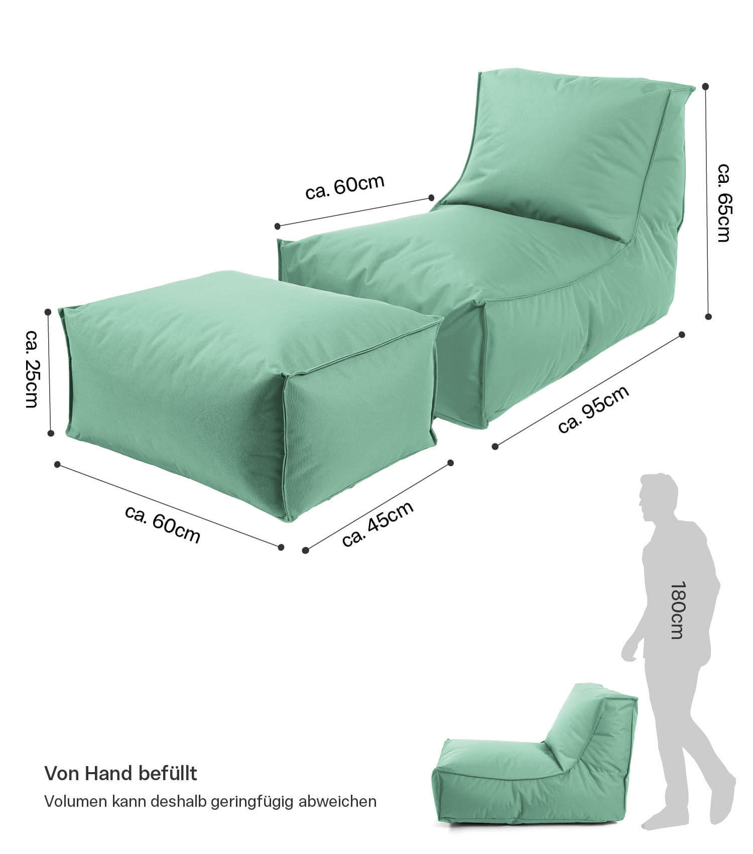 Pouf de sol rembourré bean bag, repose-pieds relaxant pour chambre ou salon