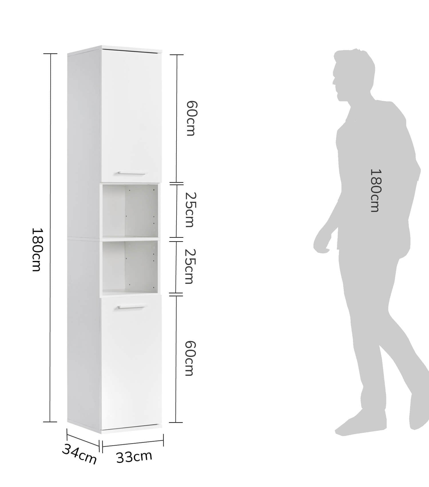 Armoire de salle de bain haute en bois, meuble rangement salle de bain