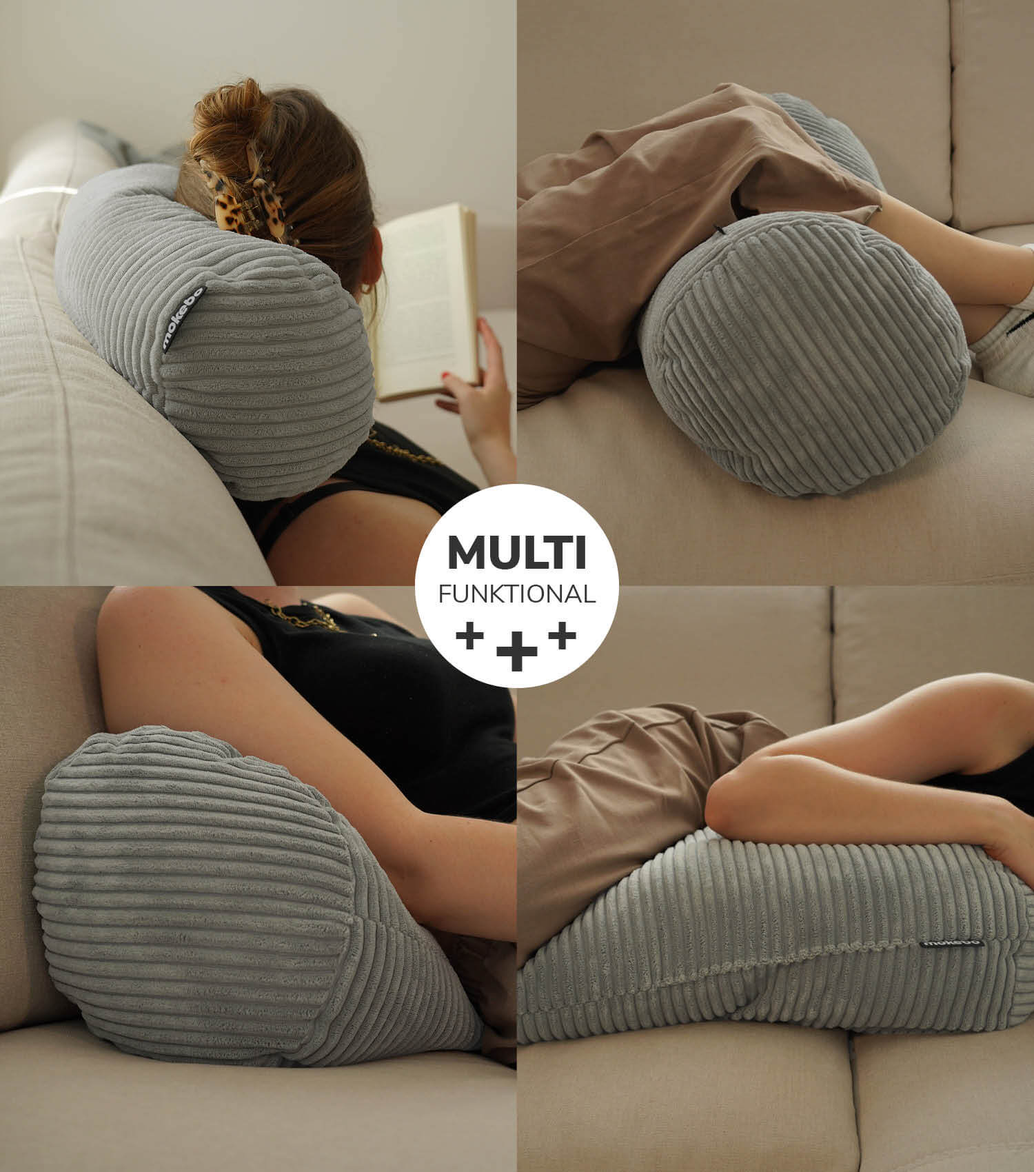 Coussin cervical rouleau pour le cou coussin de lecture rouleau pour les genoux coussin de soutien du dos