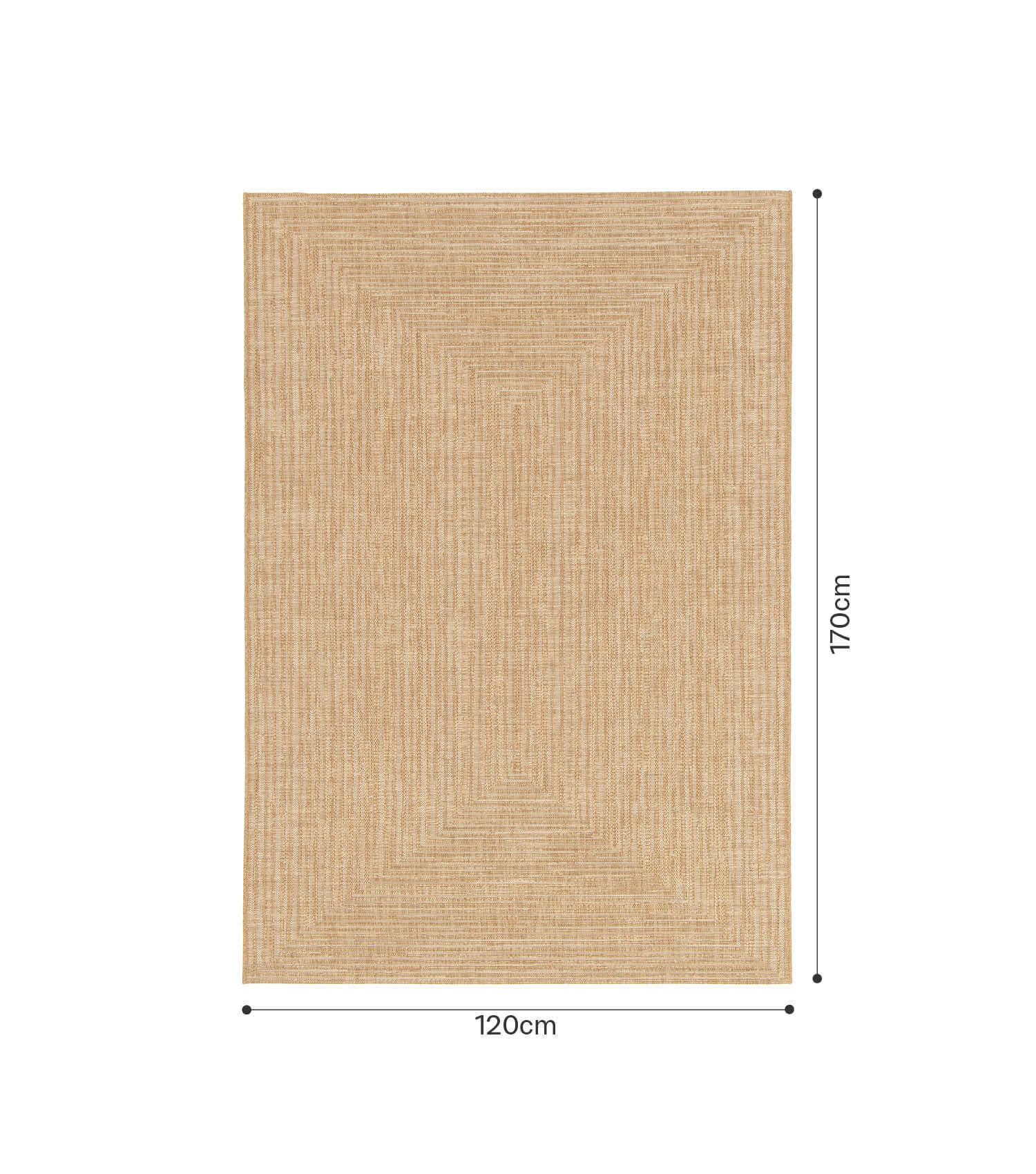 Tapis d'extérieur résistant aux intempéries ou tapis de salon, 120x170 cm, coloris naturel