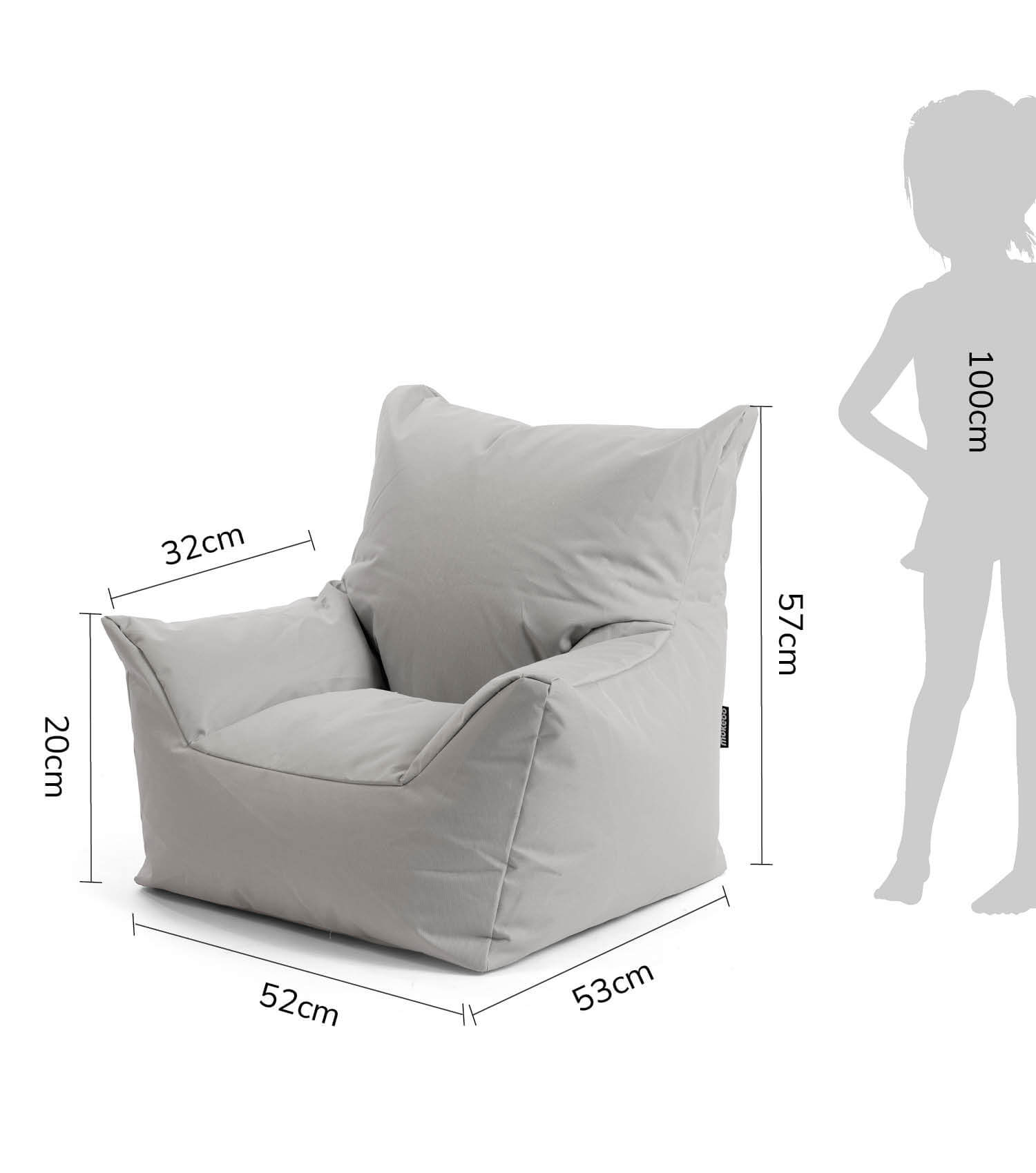 Pouf enfant en velours côtelé gris, fauteuil de lecture pour enfant, coussin de sol, poire enfant, poire d'extérieur