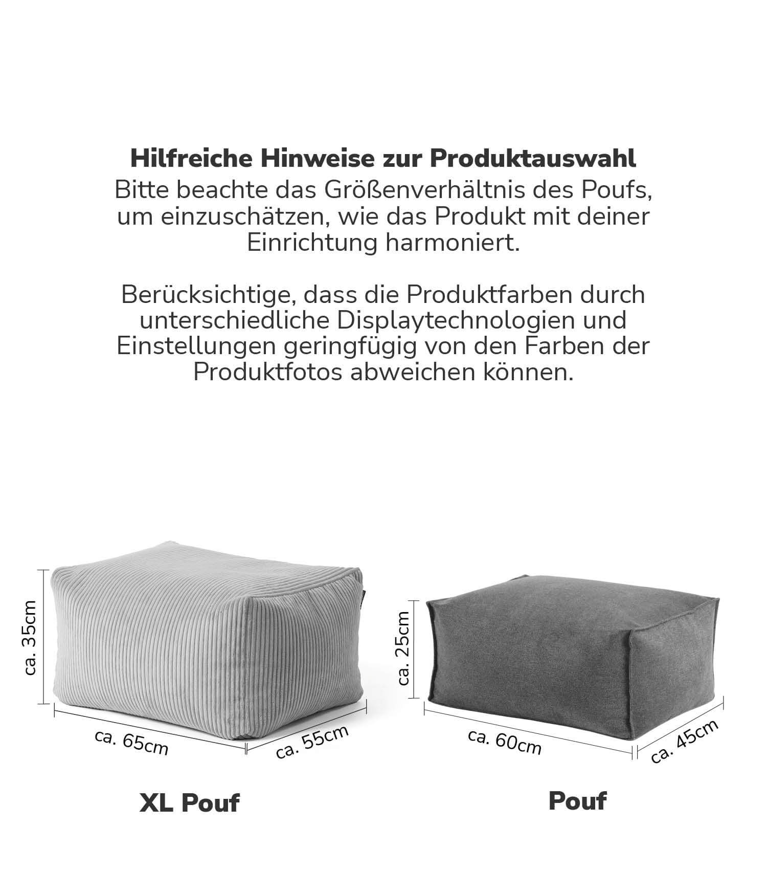 Pouf d'intérieur carré gris tabouret assise coussin sol 'Der Ruhestifter' repose-pieds
