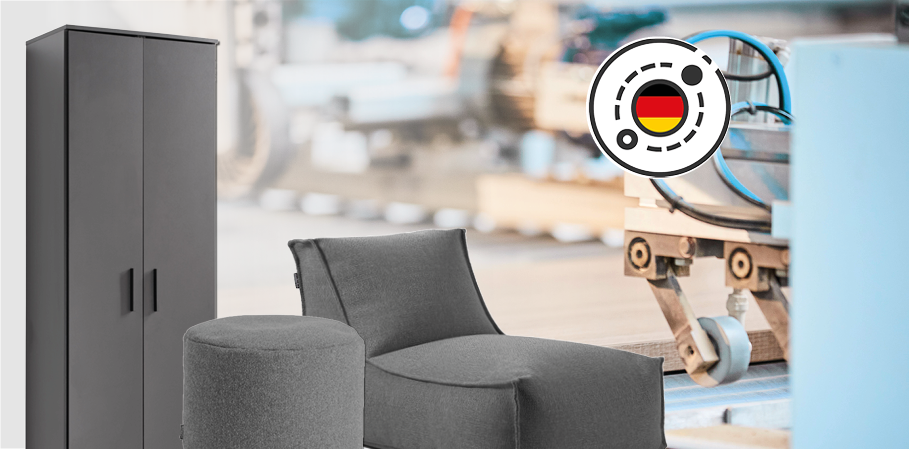 Pouf géants, poufs, armoires polyvalentes et commodes fabriqués en Allemagne.