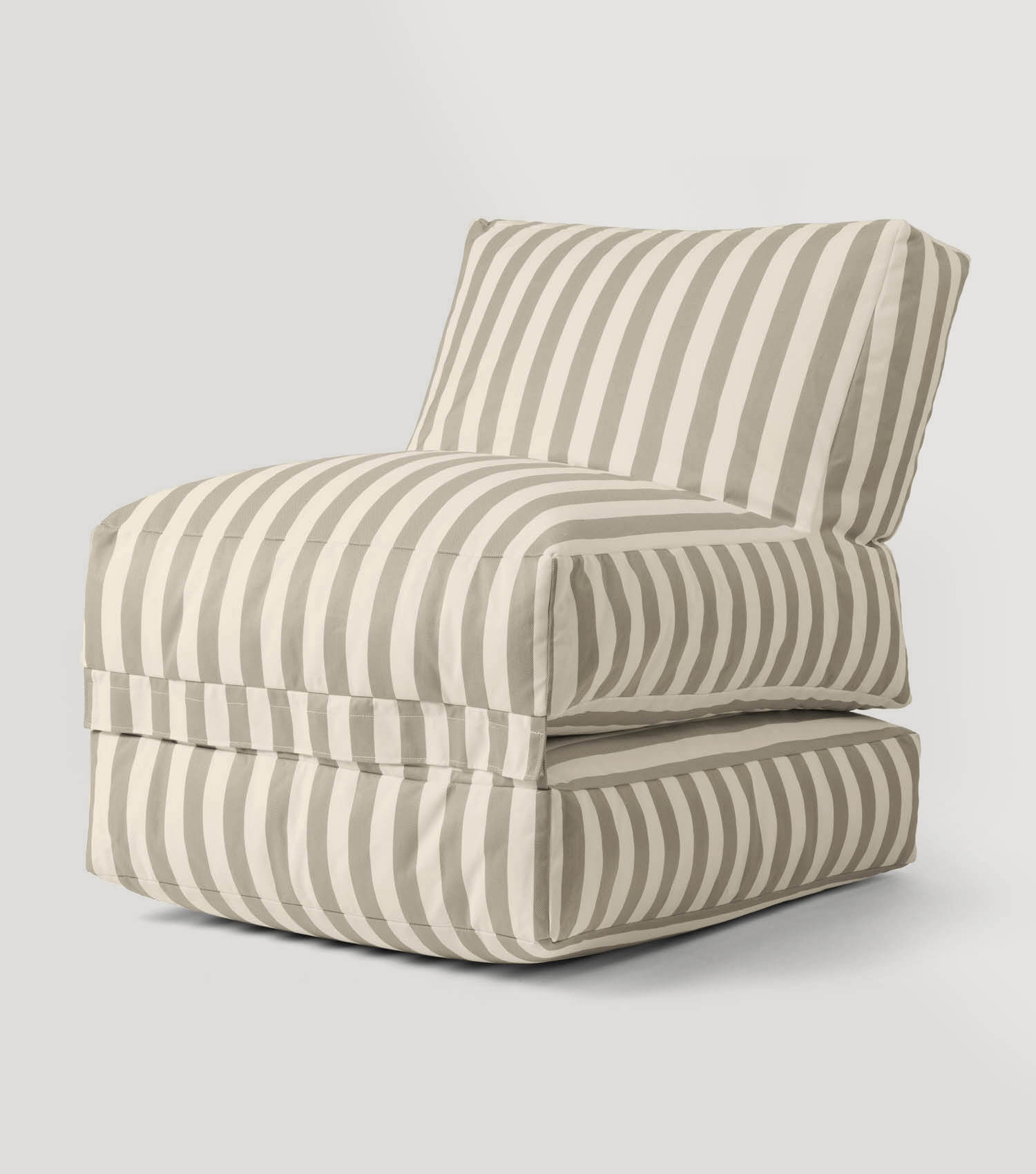 Pouf géant gris rayé Bean Bag, coussin de sol confortable pour la détente