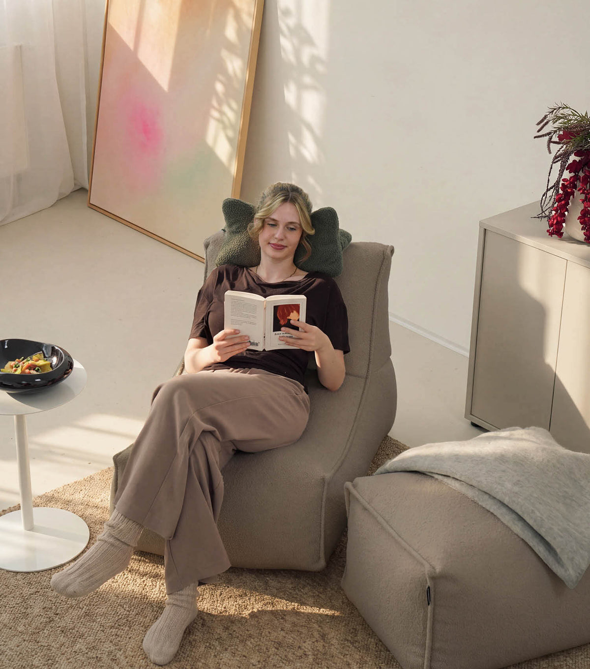 mokebo® 'Doze' Bouclé pouf géant fauteuil relax fauteuil de lecture