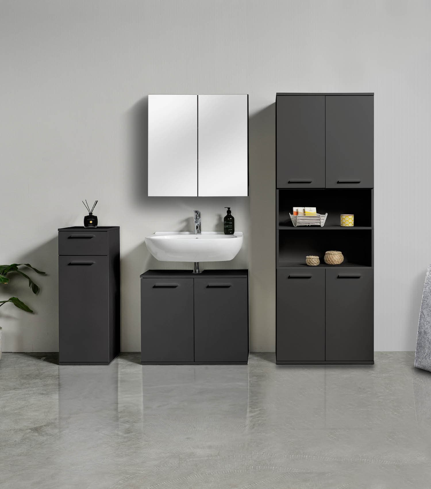Bad-Hochschrank Badezimmerschrank Badschrank Badezimmerregal Schrank
