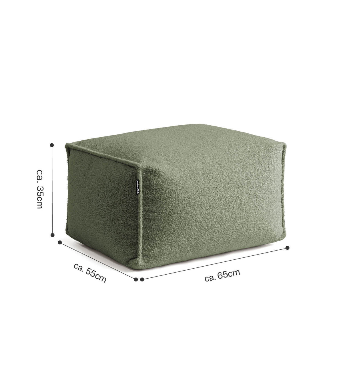 mokebo® 'Block' Pouf Bouclé, pouf, repose-pieds, coussin de sol