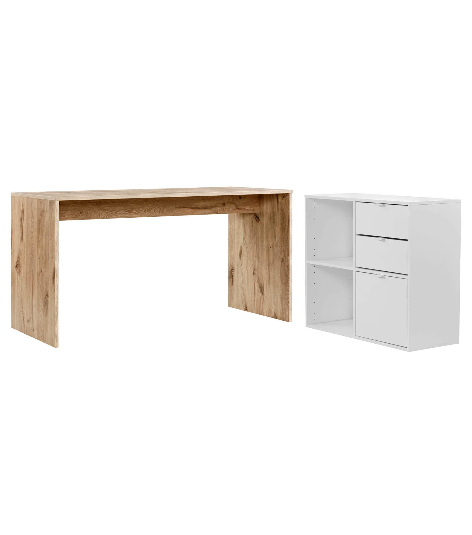 Bureau d'angle en bois avec plateau de travail spacieux et rangements intégrés