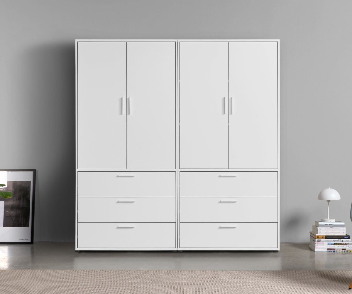 Kleiderschrank mit Schubladen 'Grid' weiß