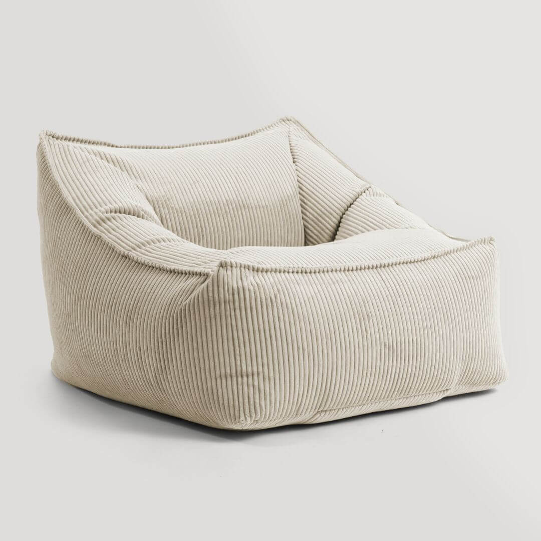Pouf poire bean bag 'Der Lümmel' en velours côtelé beige