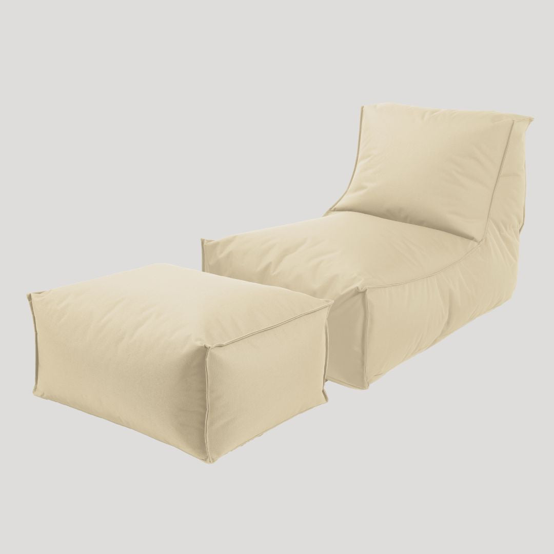 Pouf de jardin et siège poire 'Der Sundowner' en crème