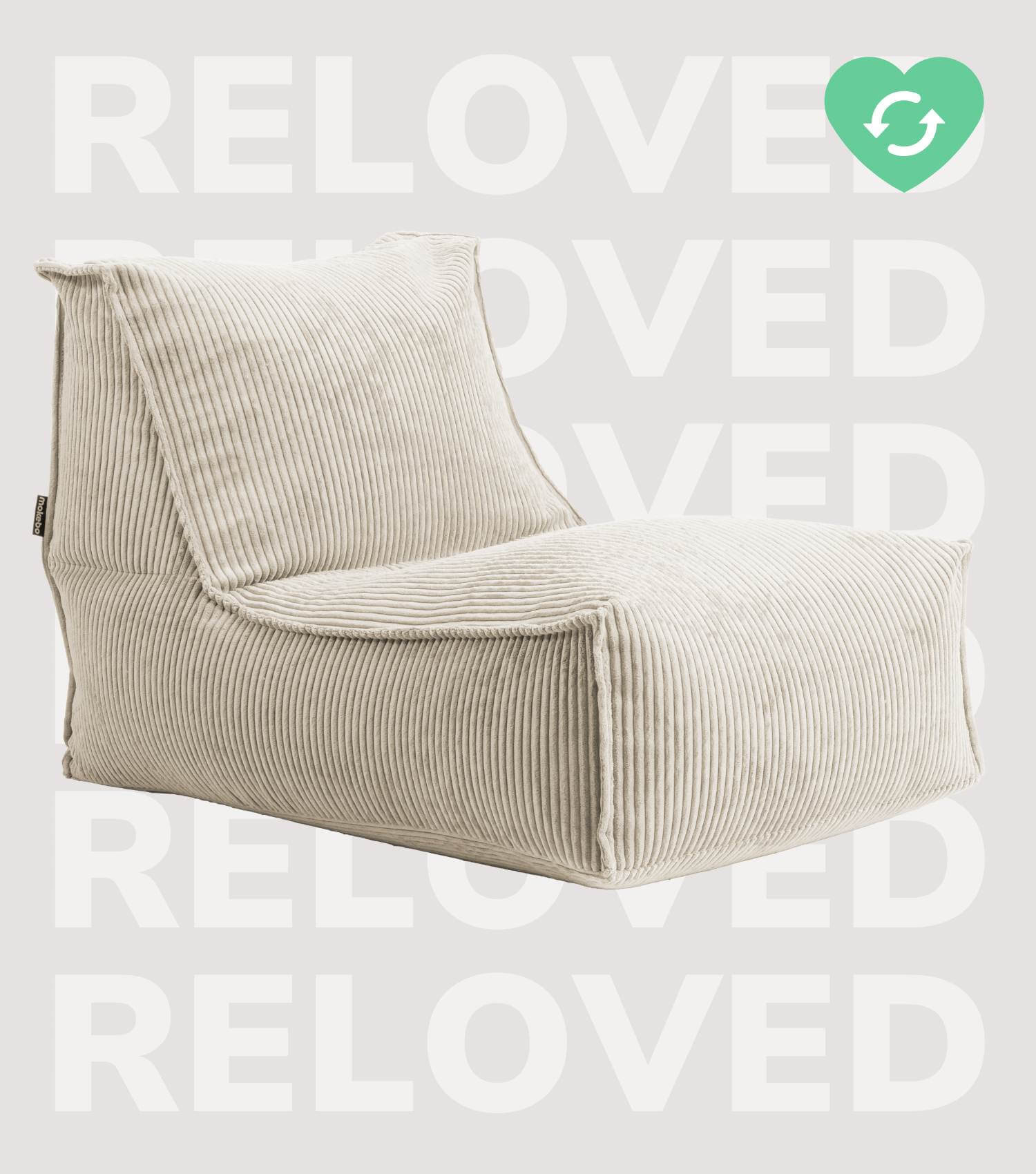 Pouf géant XXL + repose-pieds pour enfants et adultes avec remplissage 'Der Gelassene'#sku_BB2.1Poso-080nat_C